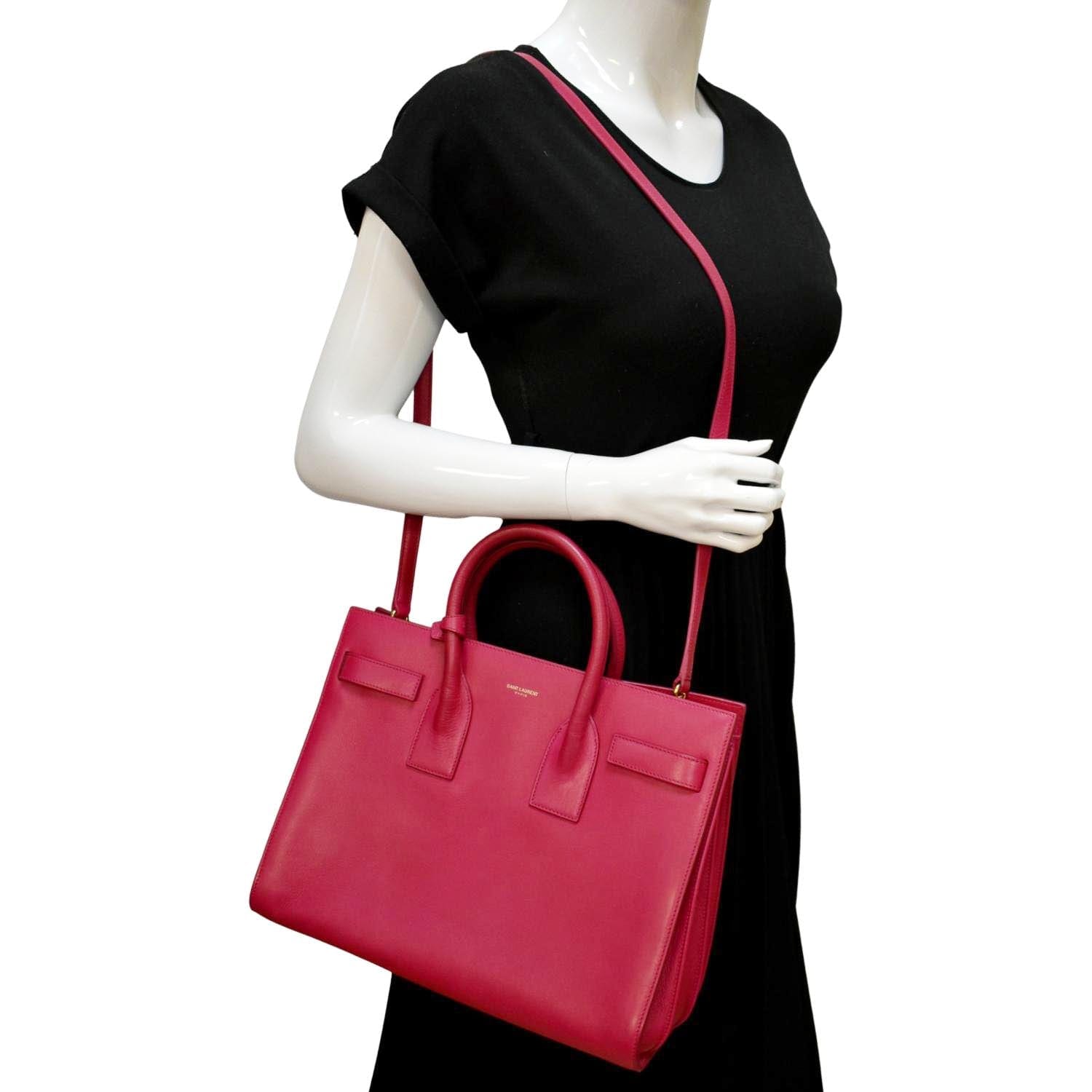 YSL Saint Laurent Yves Sac De Jour Satchel Shoulder Bag Leather Pink Satchel Bag