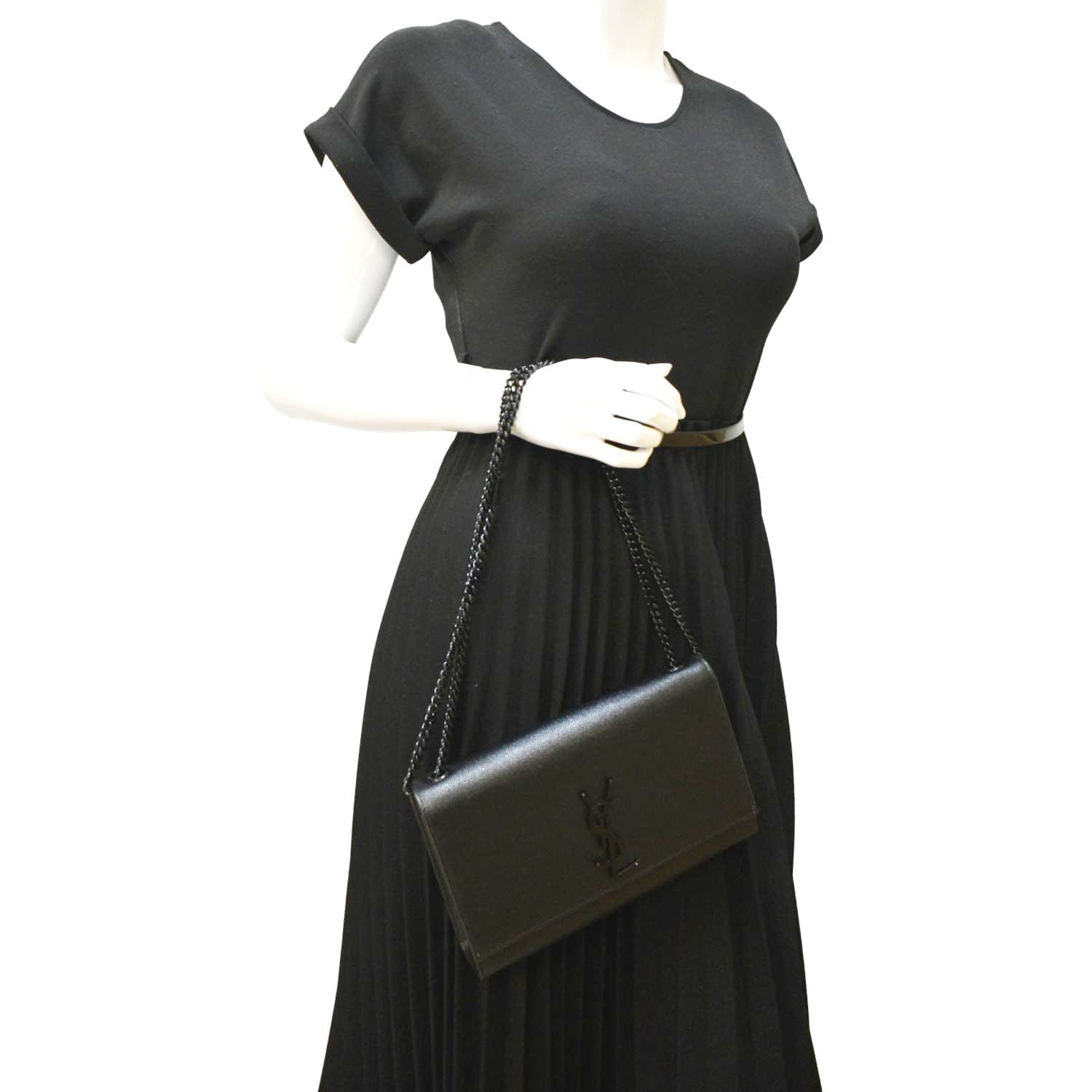 YSL Saint Laurent Yves Kate Clutch Crossbody Bag Leather Black Chain Clutch Bag Laurent Kate Black