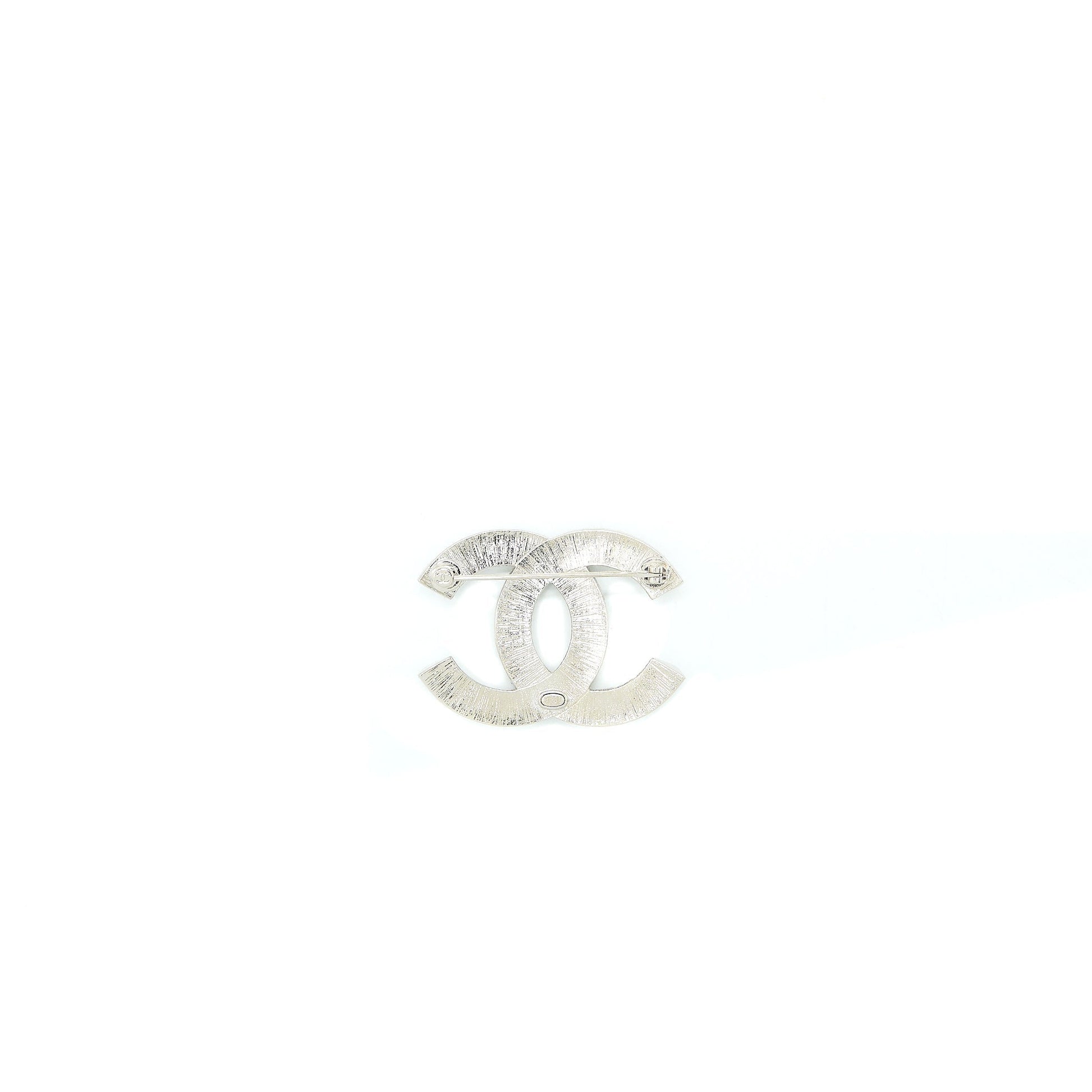Chanel CC Logo Brooch Silver Handbag