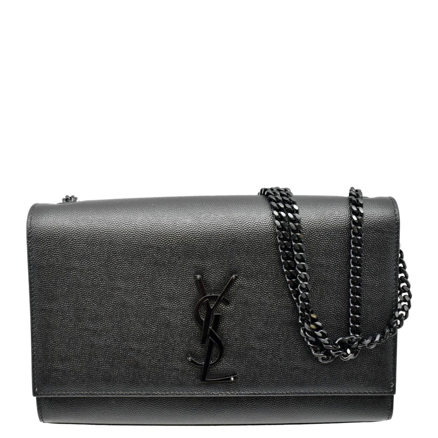 YSL Saint Laurent Yves Kate Clutch Crossbody Bag Leather Black Chain Clutch Bag Laurent Kate Black