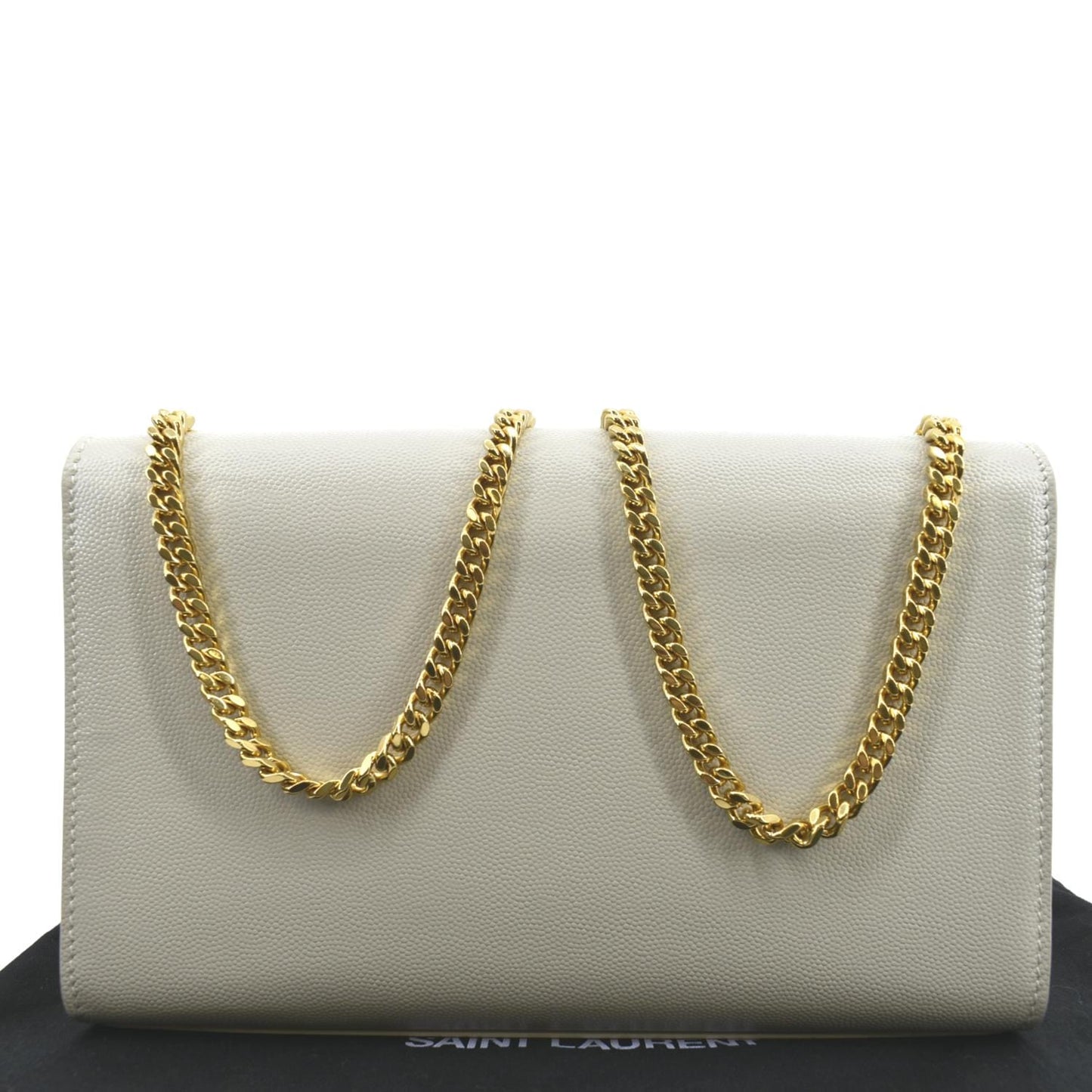 YSL Saint Laurent Yves Kate Grain De Poudre Shoulder Bag Ivory Leather