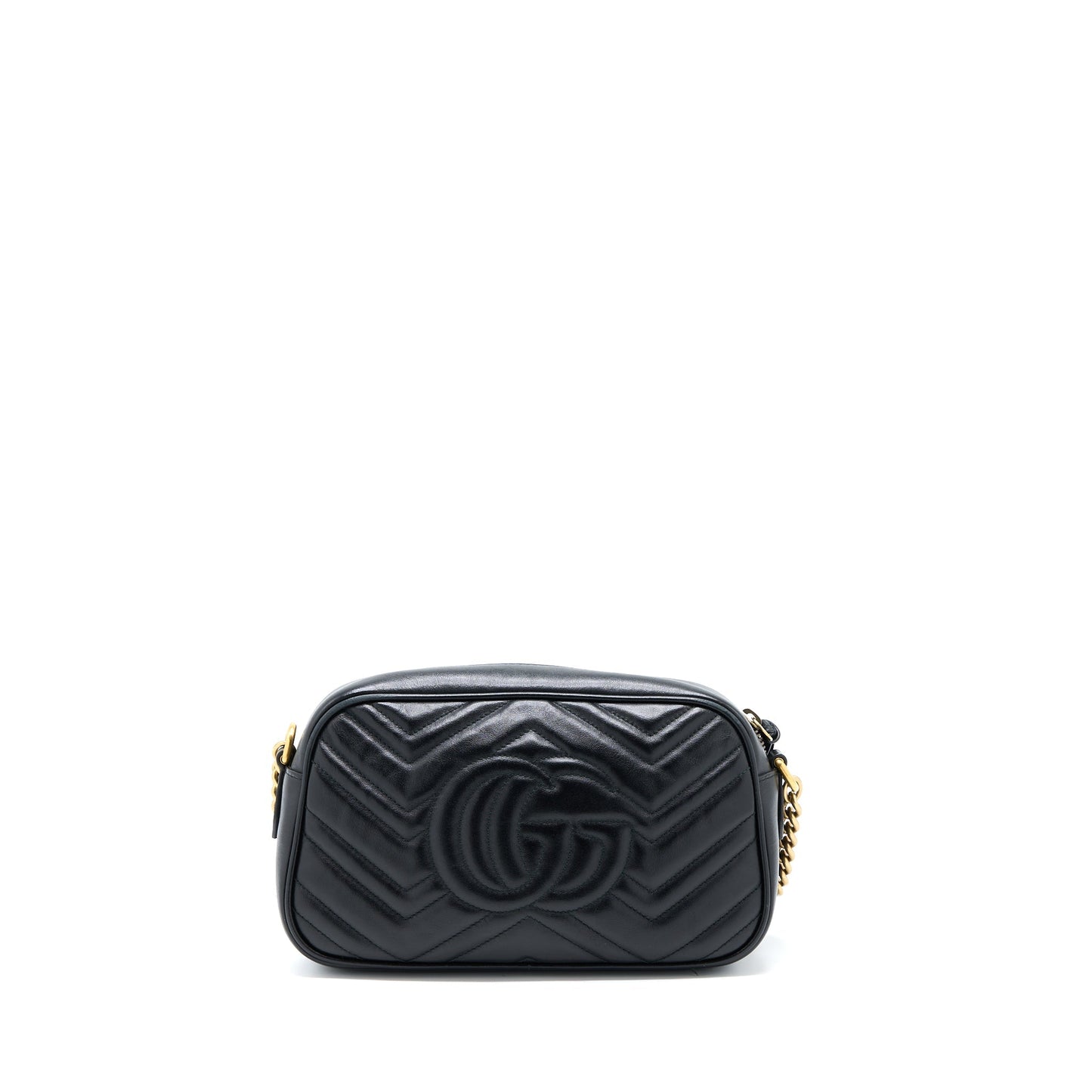 Gucci Marmont Calfskin Handbag Matelasse Black Travel Bag
