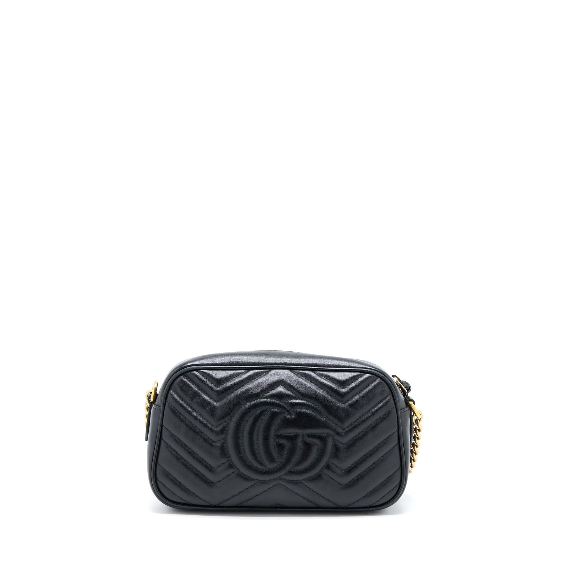Gucci Marmont Calfskin Handbag Matelasse Black Travel Bag