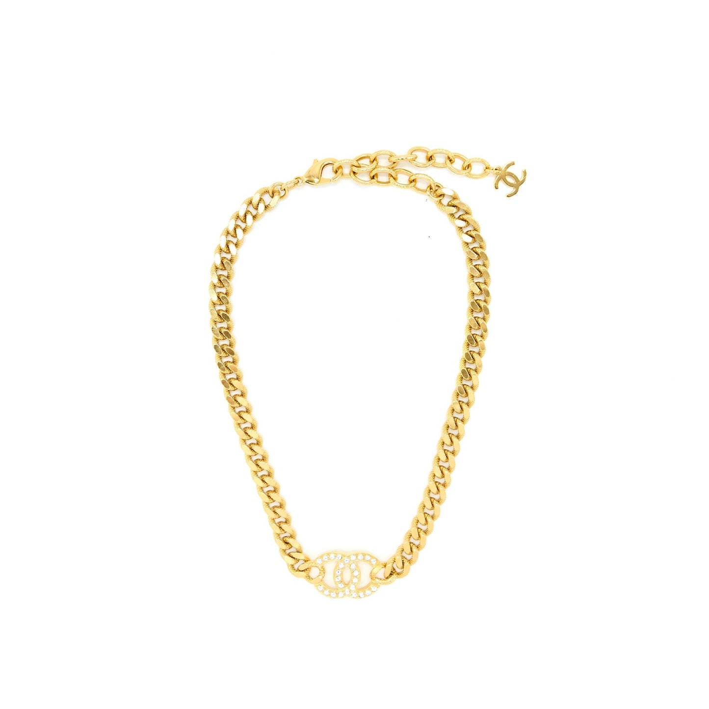 Chanel Crystal CC Logo Choker Tone Gold Handbag