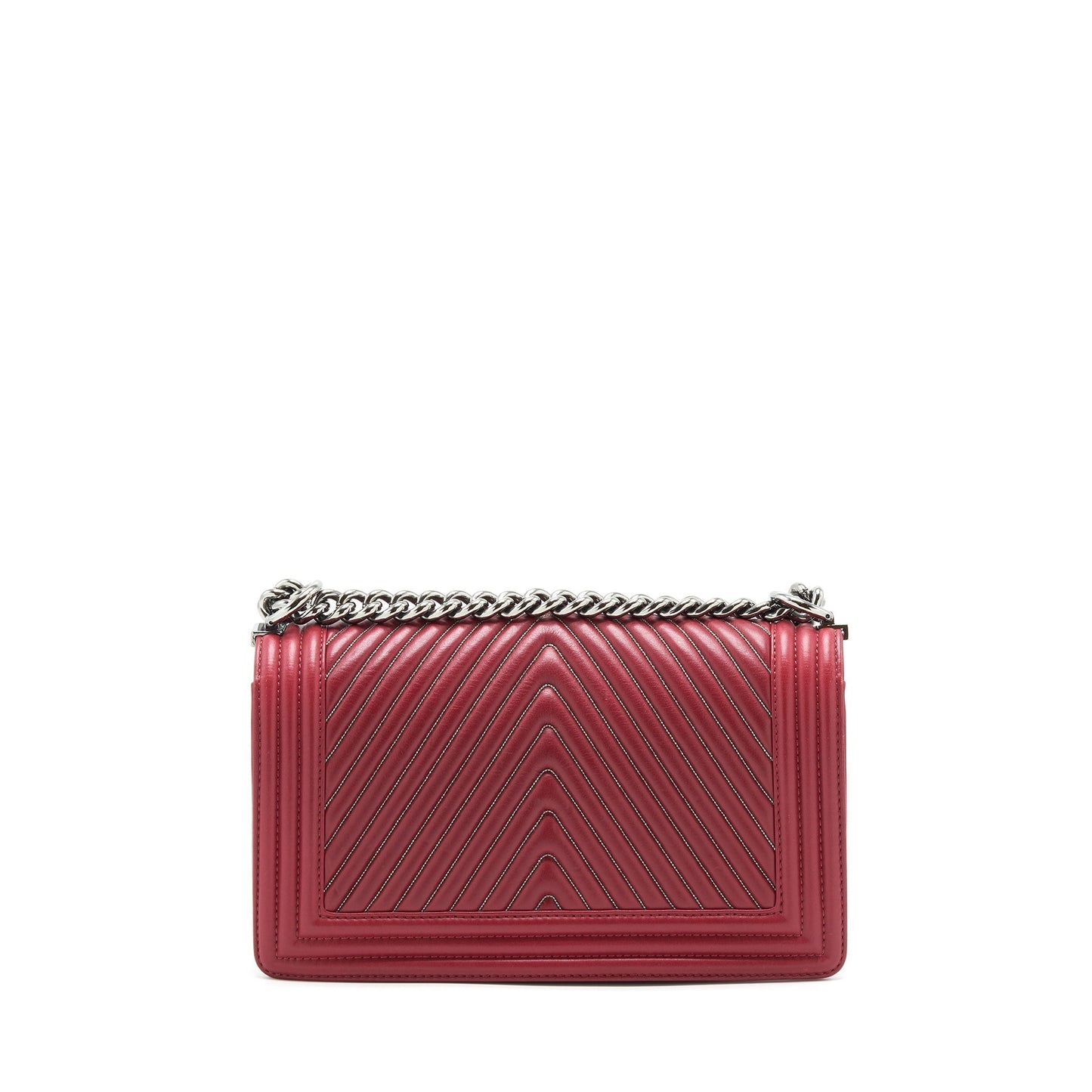 Chanel Chevron Boy Limited Edition dark SHW Red Handbag