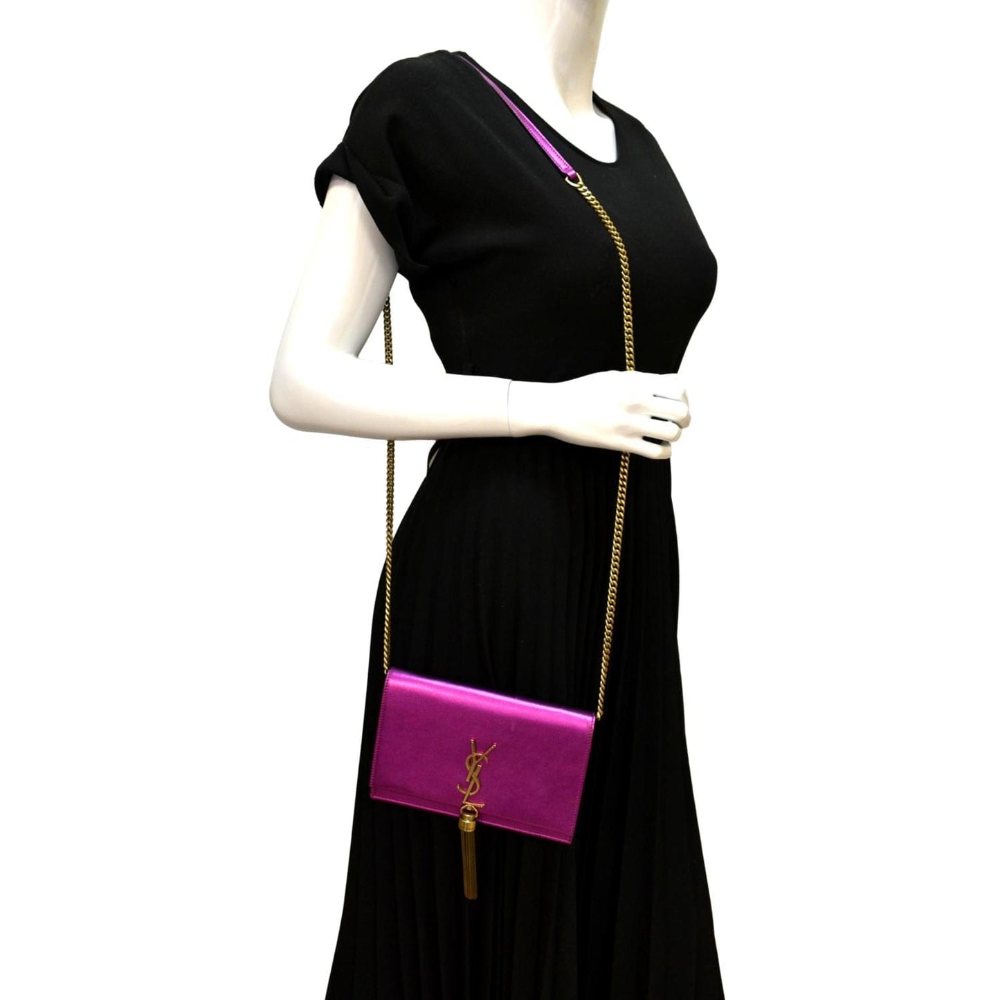 YSL Saint Laurent Saint Kate Tassel Wallet On Bag Metallic Leather Chain Crossbody Bag