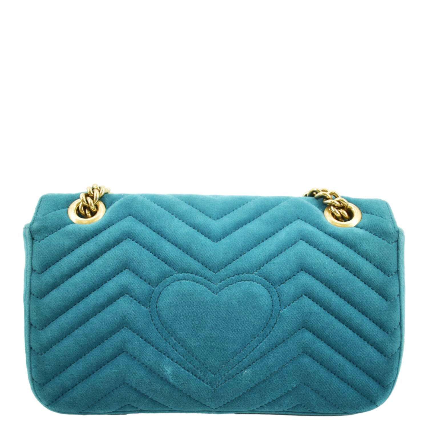 Gucci Marmont Velvet Shoulder Bag Turquoise Small