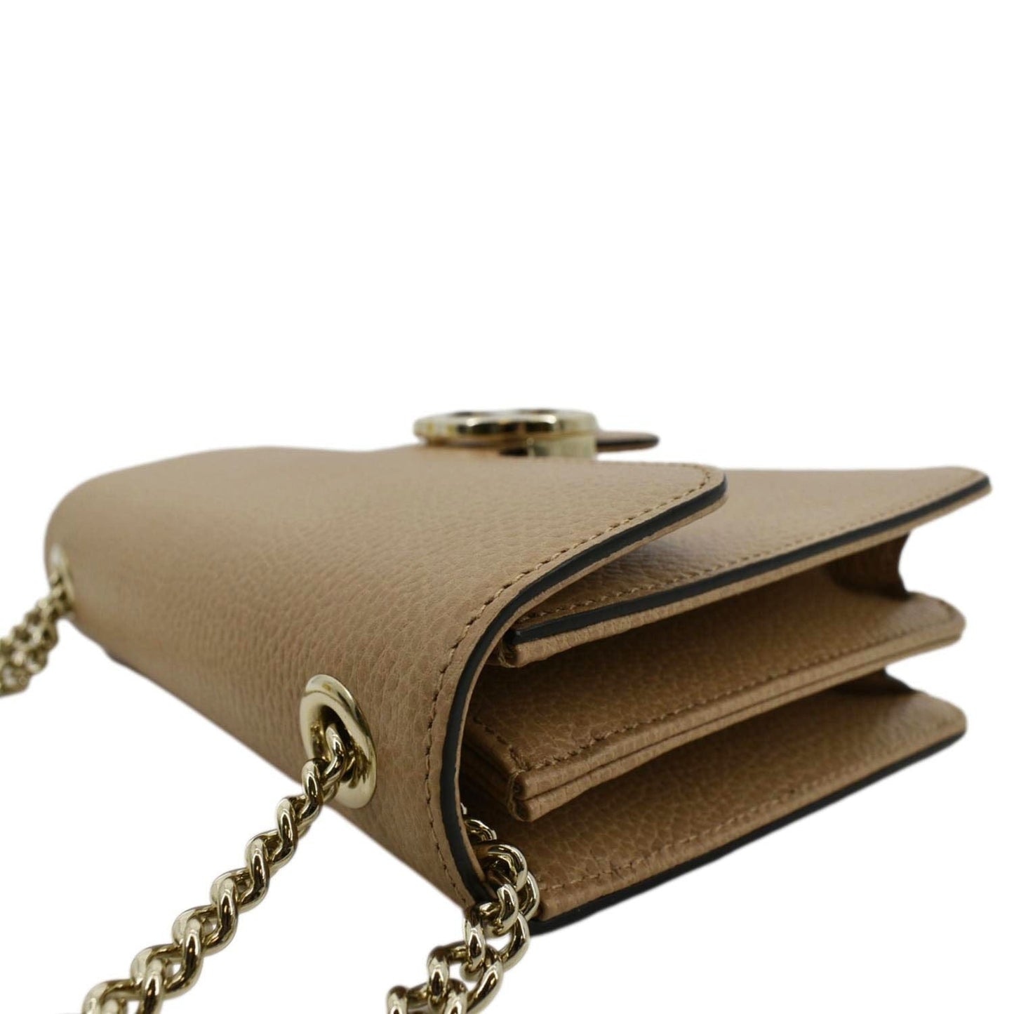 Gucci Interlocking Calfskin Shoulder Bag Leather Beige