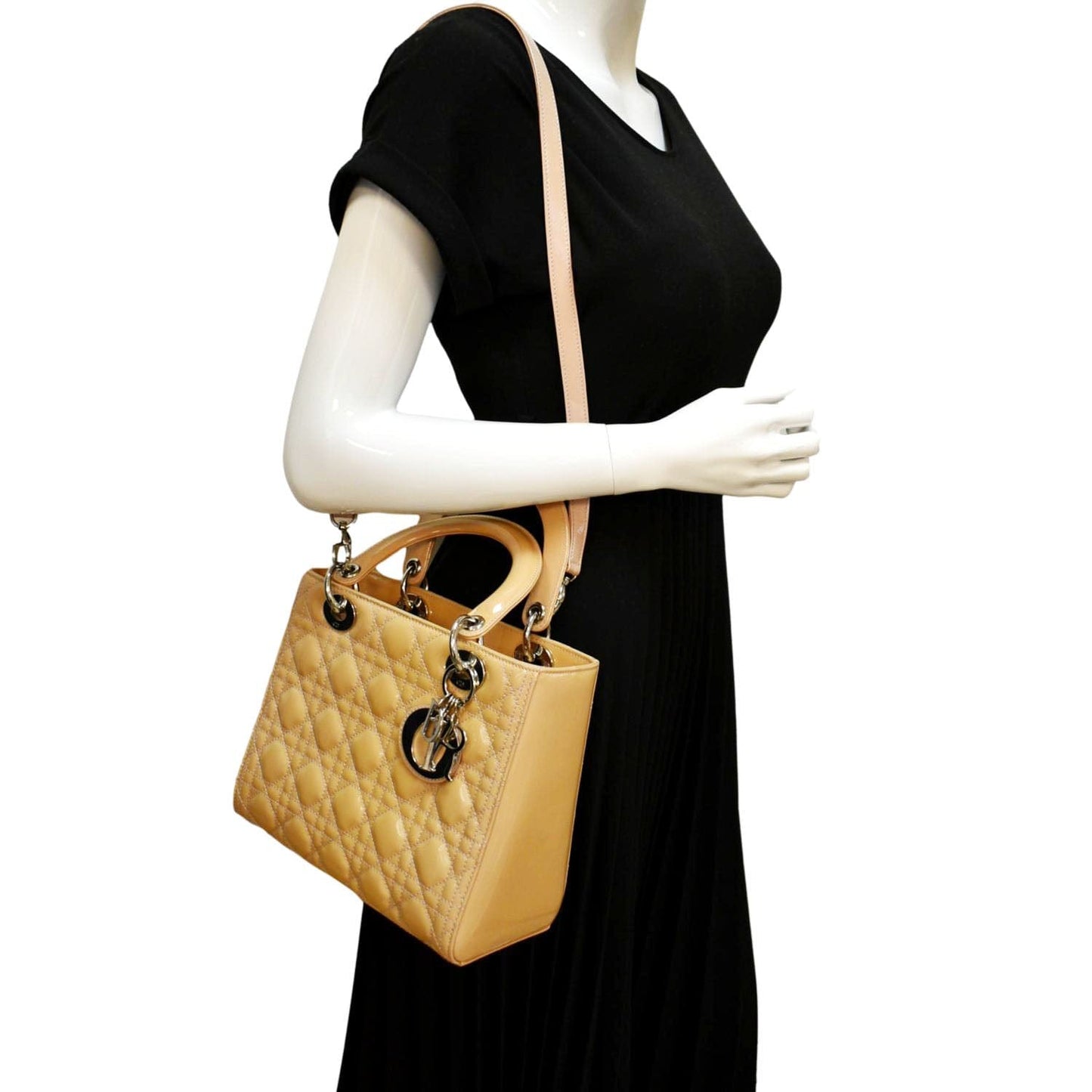 Dior Lady Cannage Shoulder Bag Leather Lambskin Yellow
