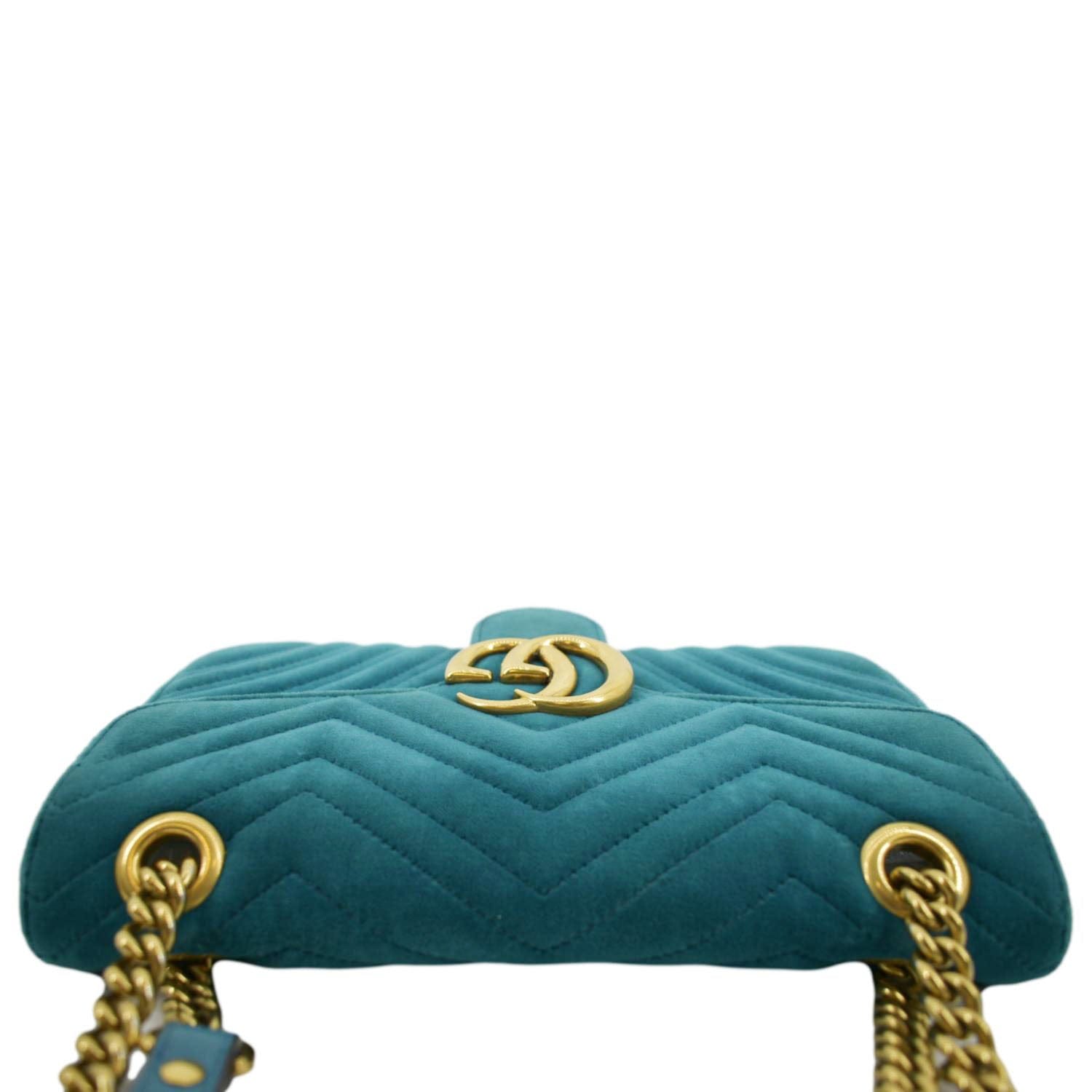 Gucci Marmont Velvet Shoulder Bag Turquoise Small