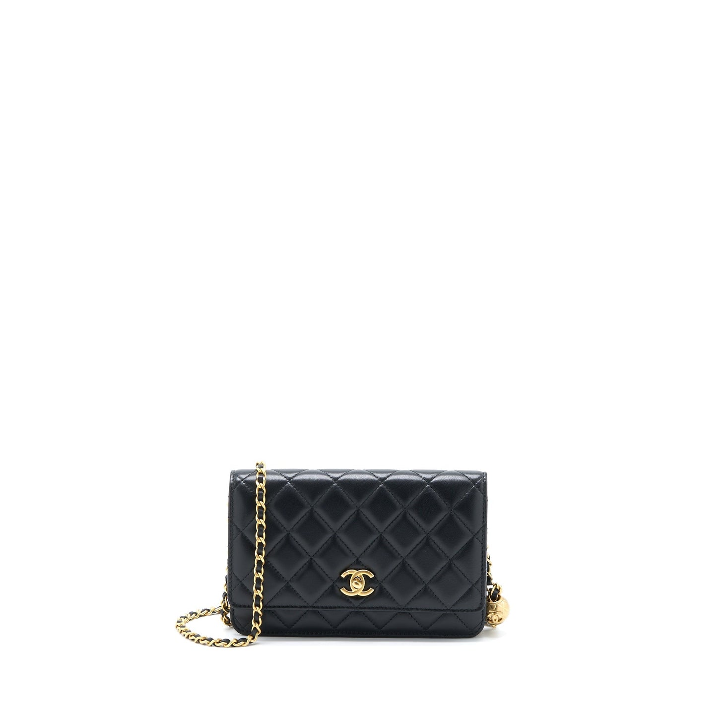 Chanel Pearl Crush on Lambskin GHW Microchip Black Wallet Case Microchip 8
