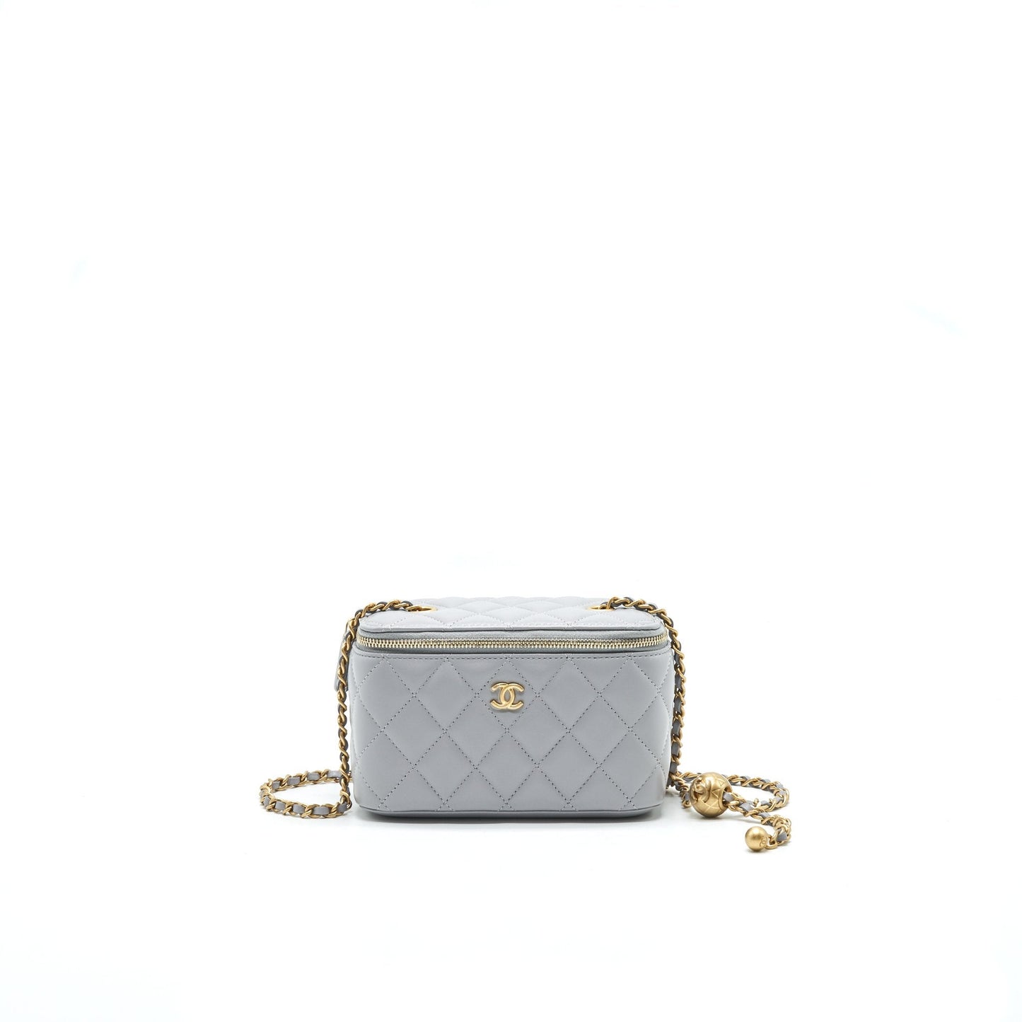 Chanel 21B Pearl Crush Long Vanity Light Grey Handbag