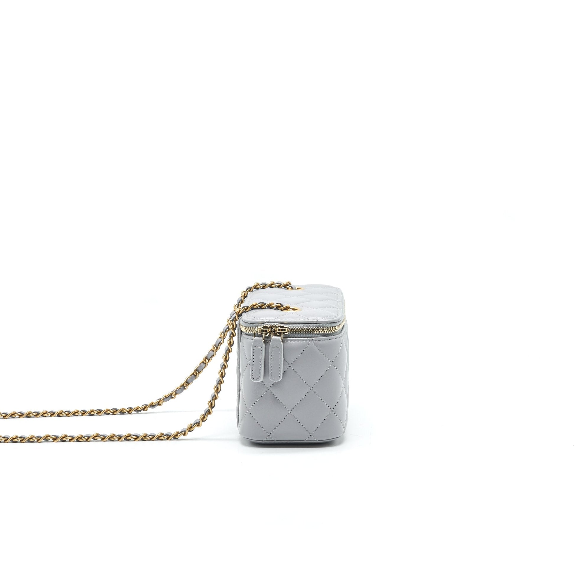 Chanel 21B Pearl Crush Long Vanity Light Grey Handbag
