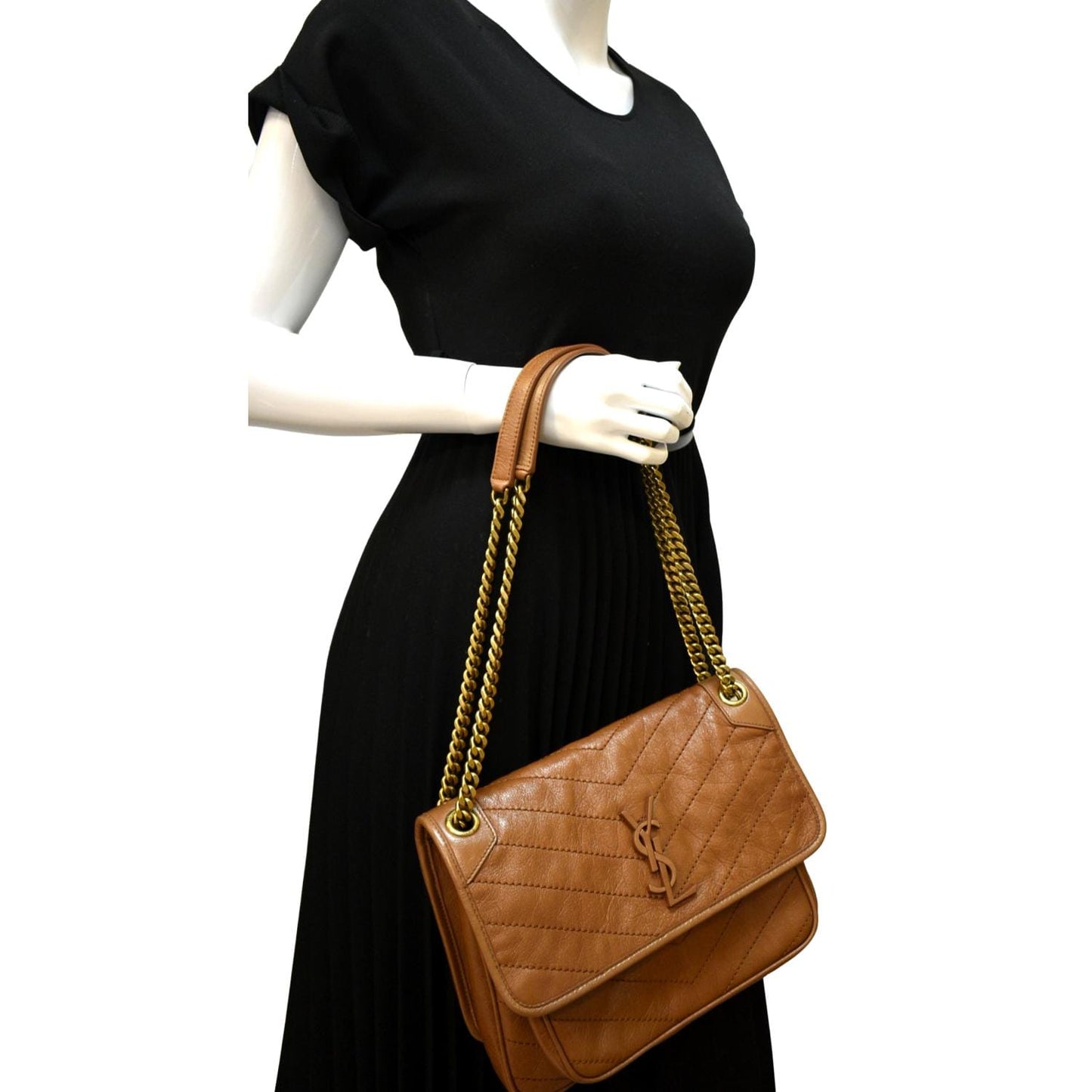 YSL Saint Laurent Saint Niki Crossbody Bag Dark Leather Brown