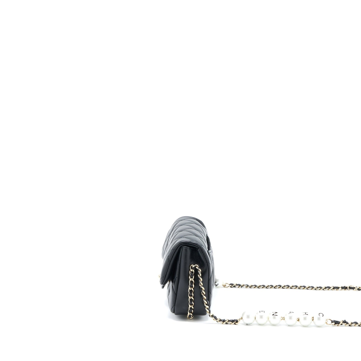 Chanel Pearl Flap Quilted Lambskin LGHW Black Shoulder Bag