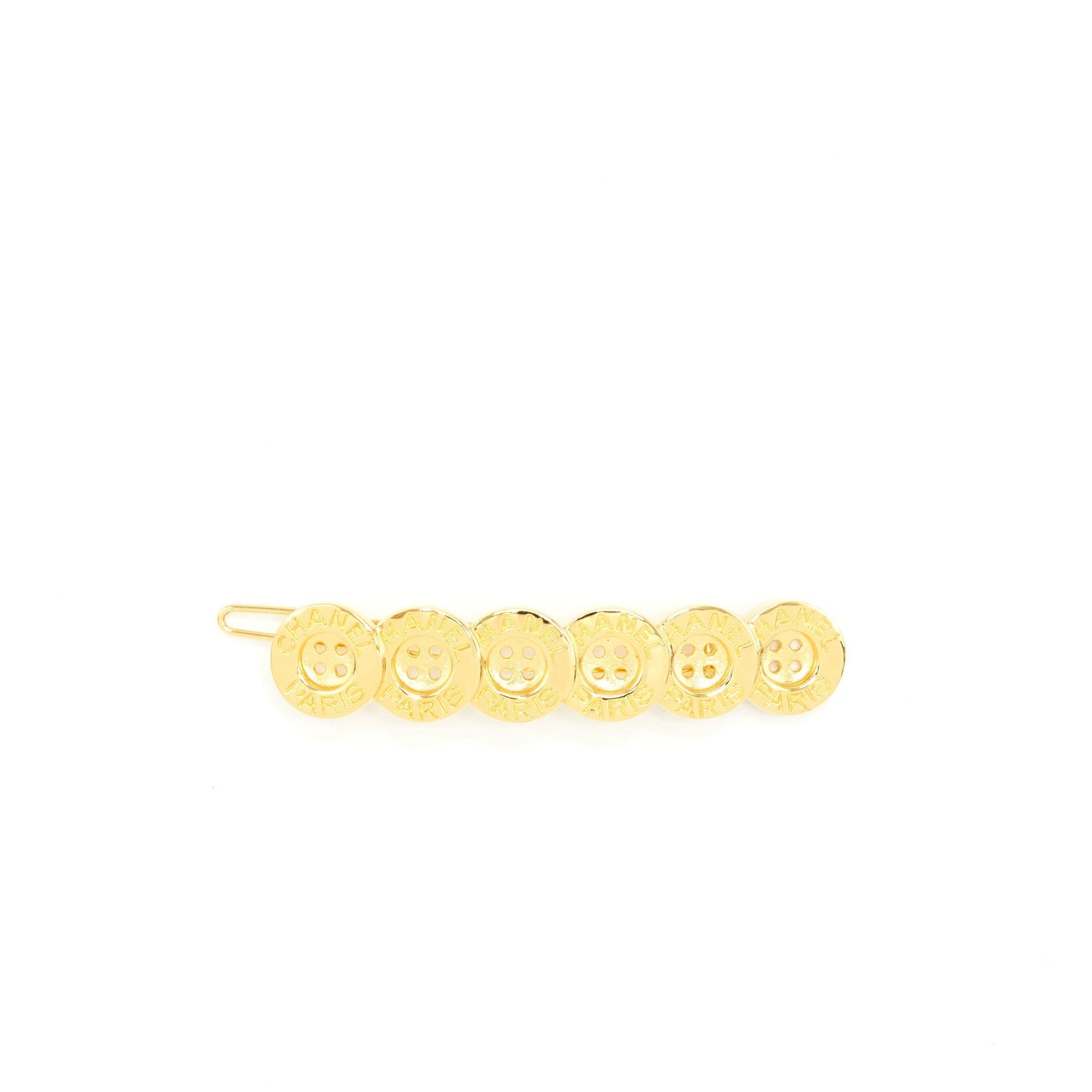 Chanel Button Paris CC Hair Clip Tone Gold Handbag