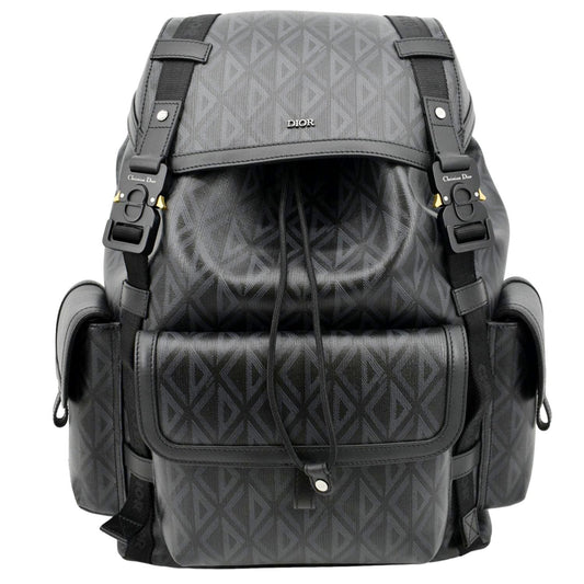 Dior Hit The Road Diamond Backpack Handbag Canvas Black