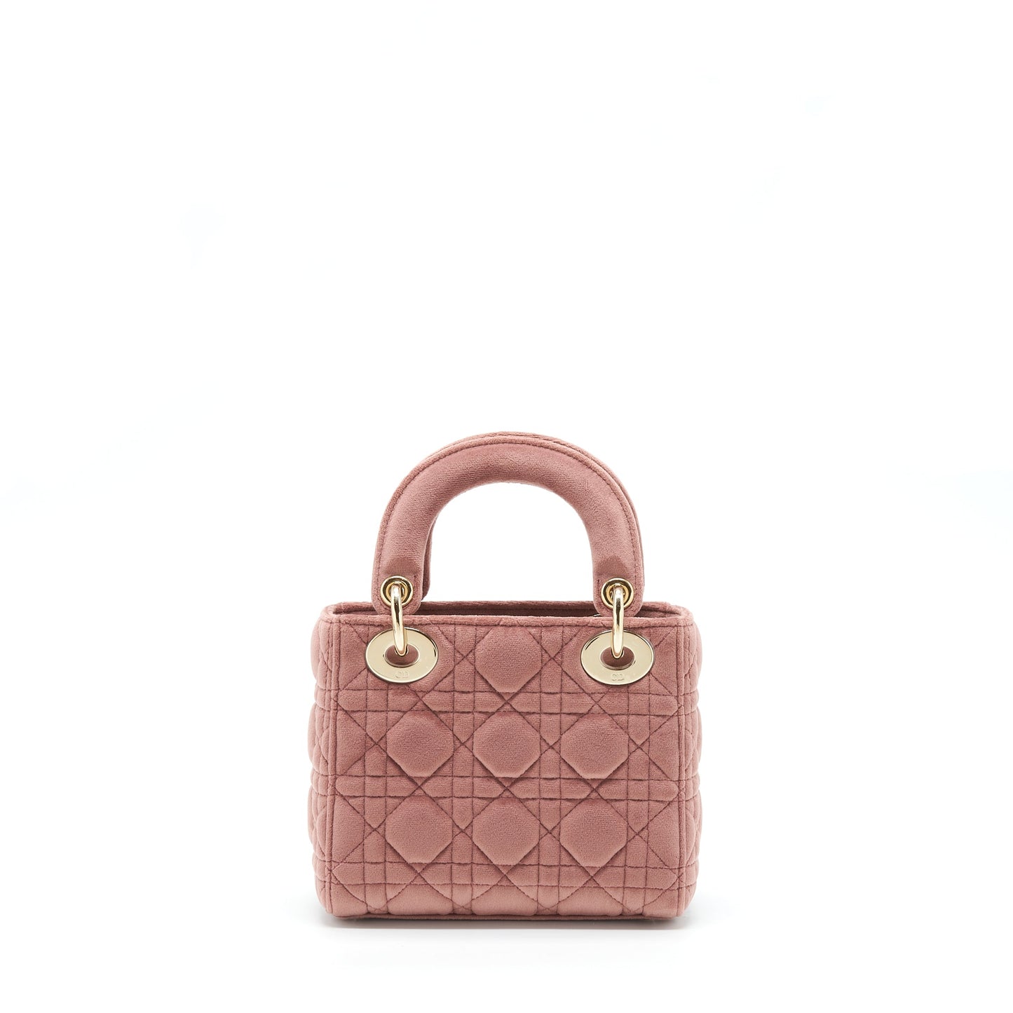 Dior Lady Velvet With Crystal Light Hardware Handbag Pink Gold Travel Bag