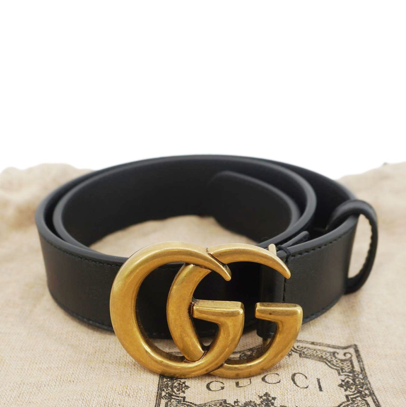 Gucci Buckle Belt Handbag Leather Black Accessory 70 28