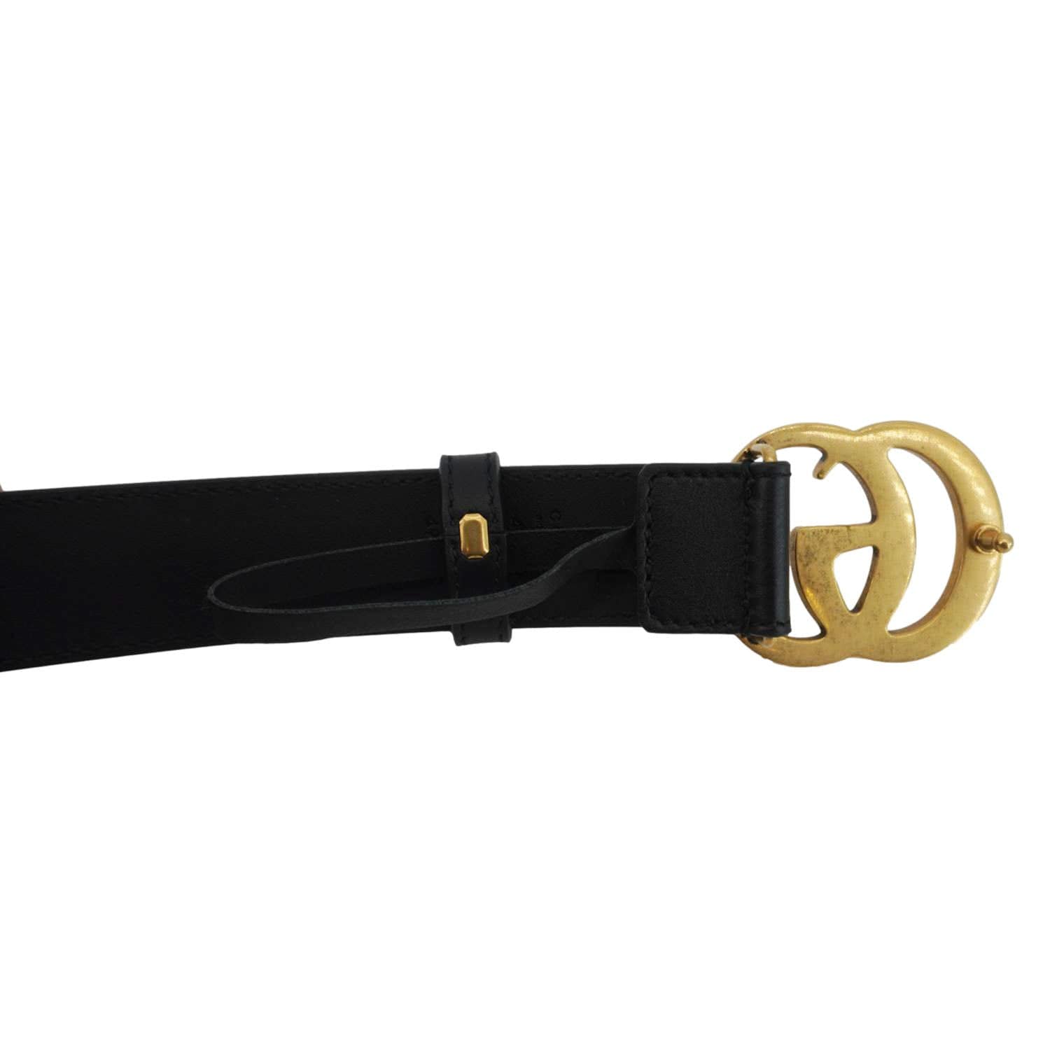 Gucci Buckle Belt Handbag Leather Black Accessory 70 28
