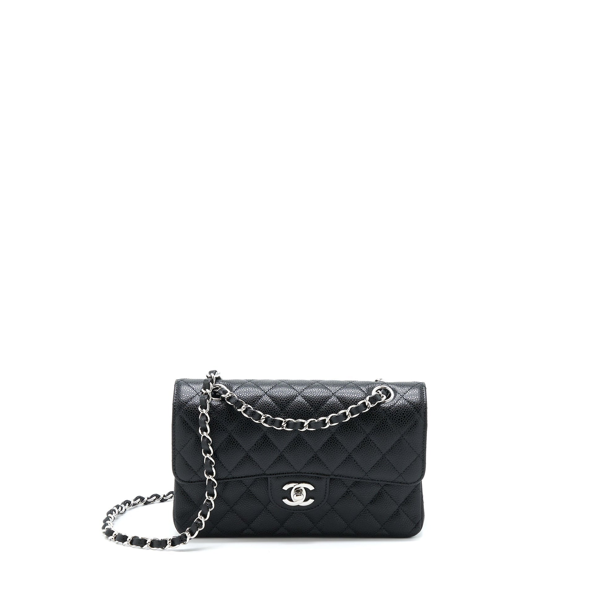 Chanel Classic Flap Caviar SHW Microchip Black Small Shoulder Bag Shw Microchip