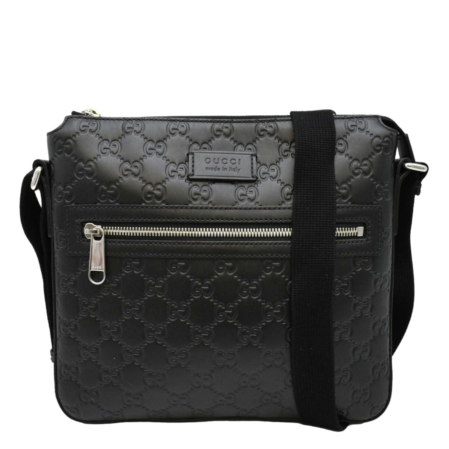 Gucci Signature Messenger Bag Leather Black Crossbody Bag Signature 406410