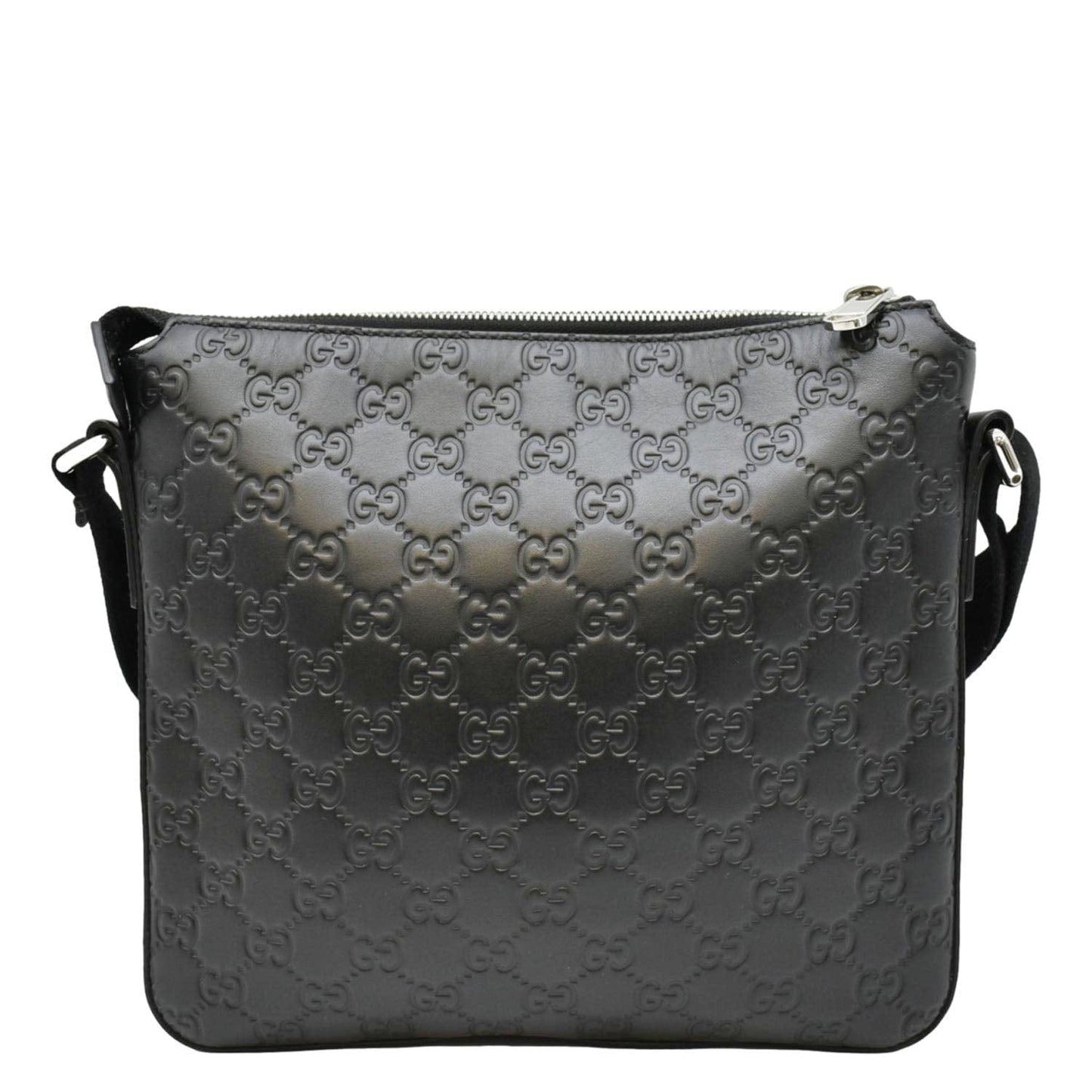 Gucci Signature Messenger Bag Leather Black Crossbody Bag Signature 406410