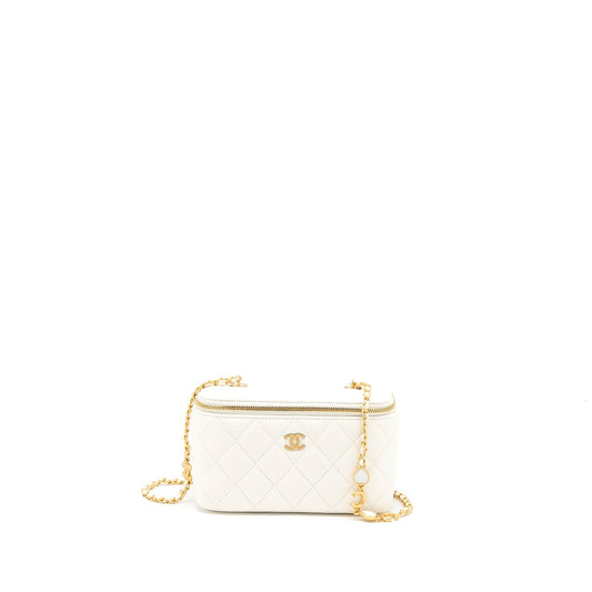 Chanel Coco Letter Long Vanity Lambskin GHW White Handbag