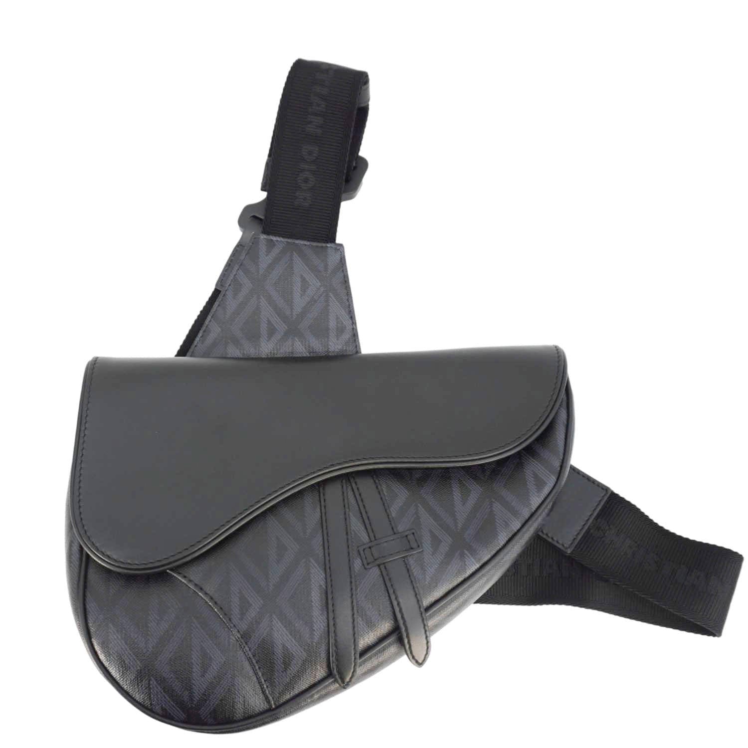 Dior Diamond Saddle Crossbody Bag Canvas Black