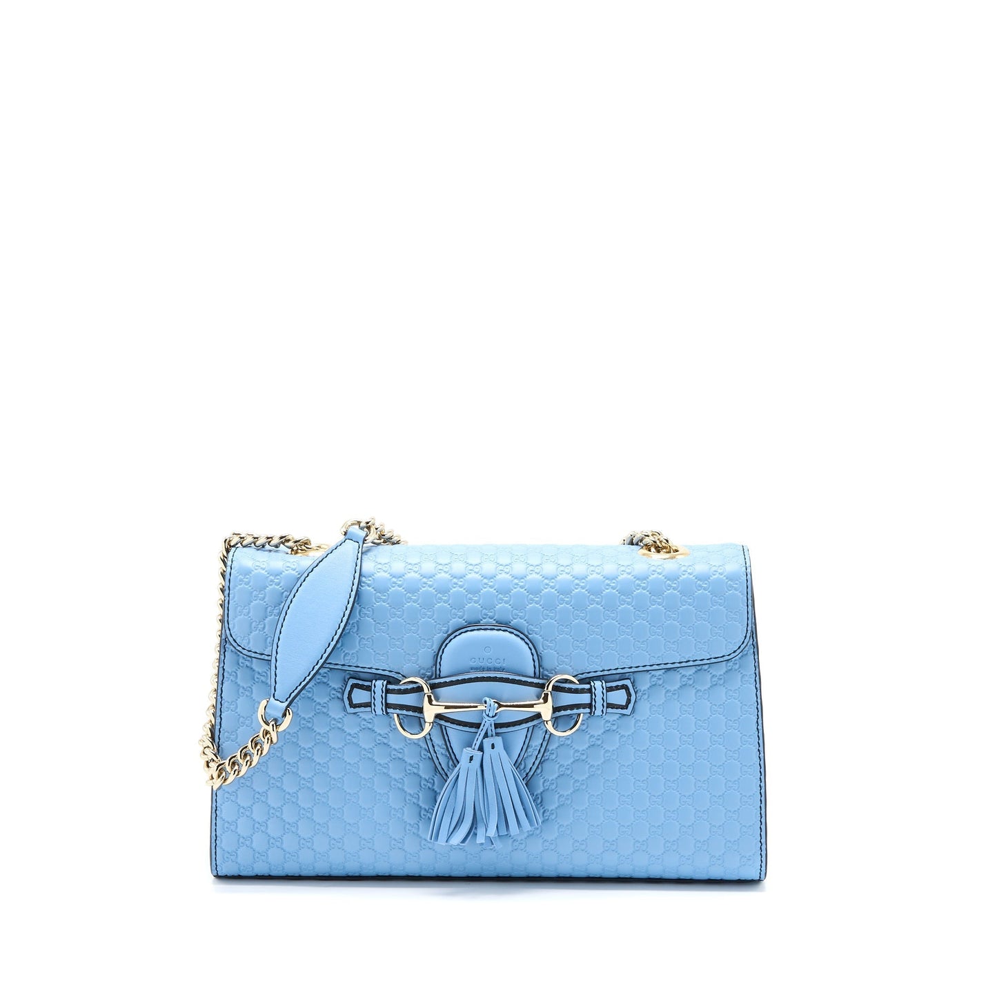 Gucci Emily Shoulder Bag Calfskin Light Shw Blue Chain