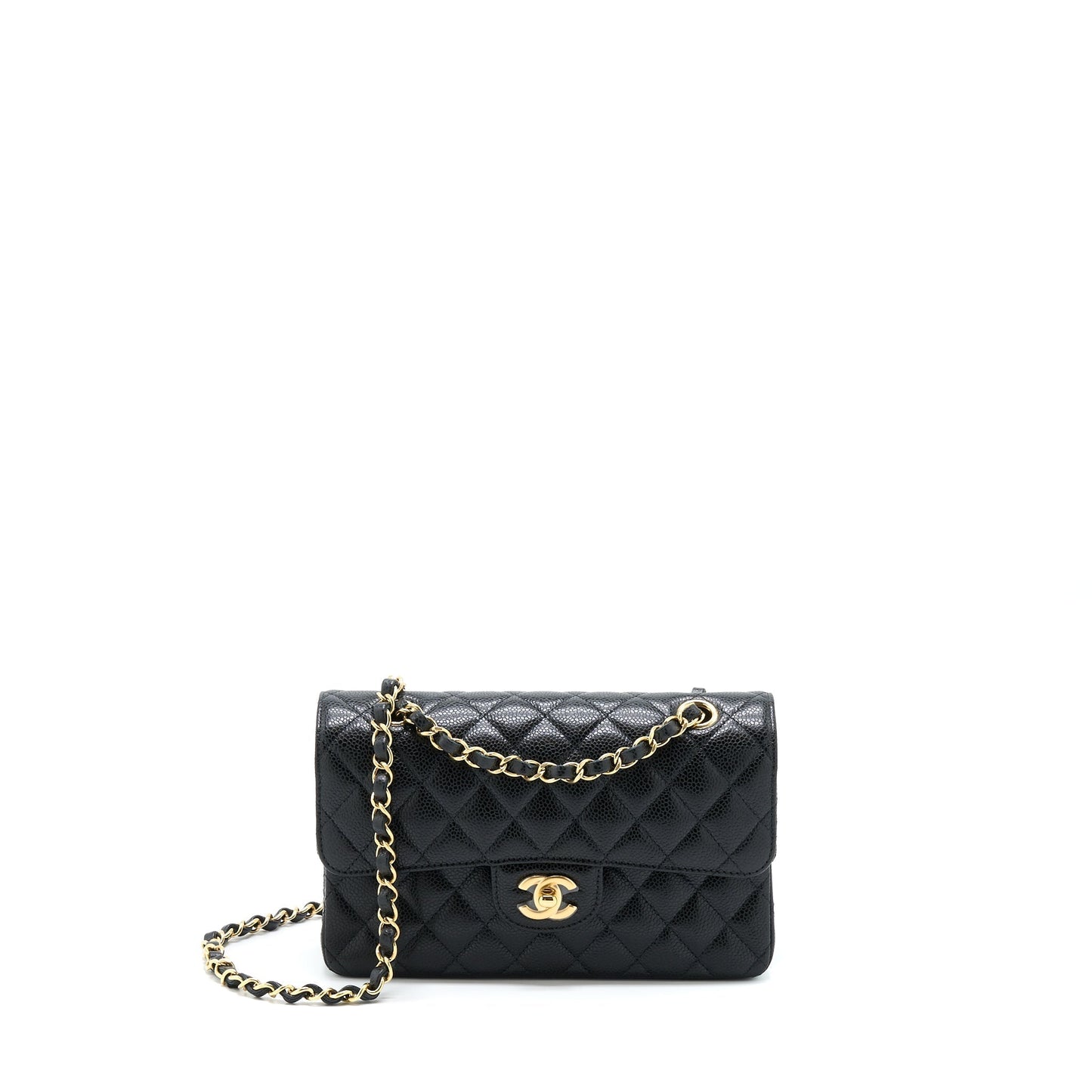 Chanel Classic Double Flap Caviar GHW Microchip Black Small Handbag Microchip 2
