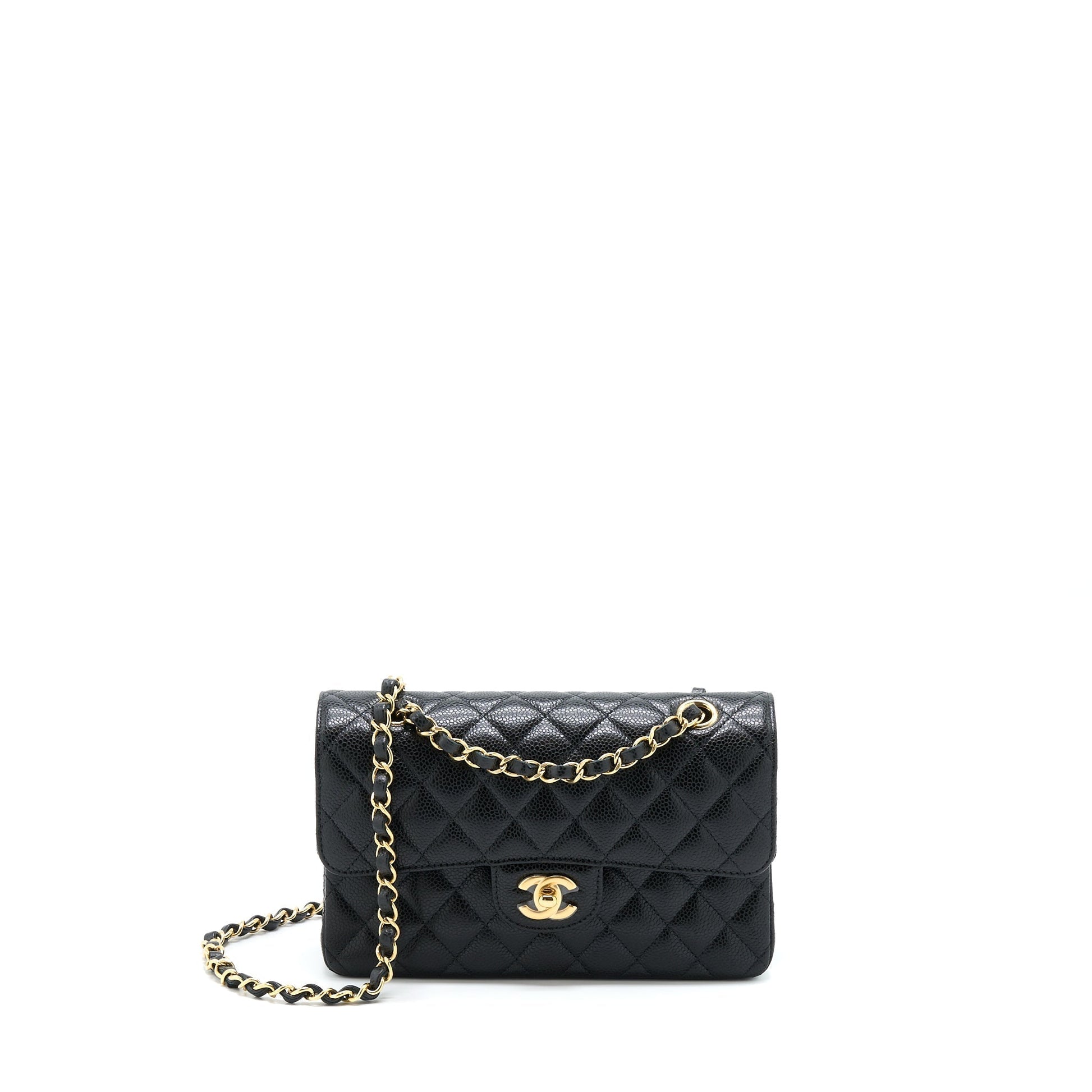 Chanel Classic Double Flap Caviar GHW Microchip Black Small Handbag Microchip 2
