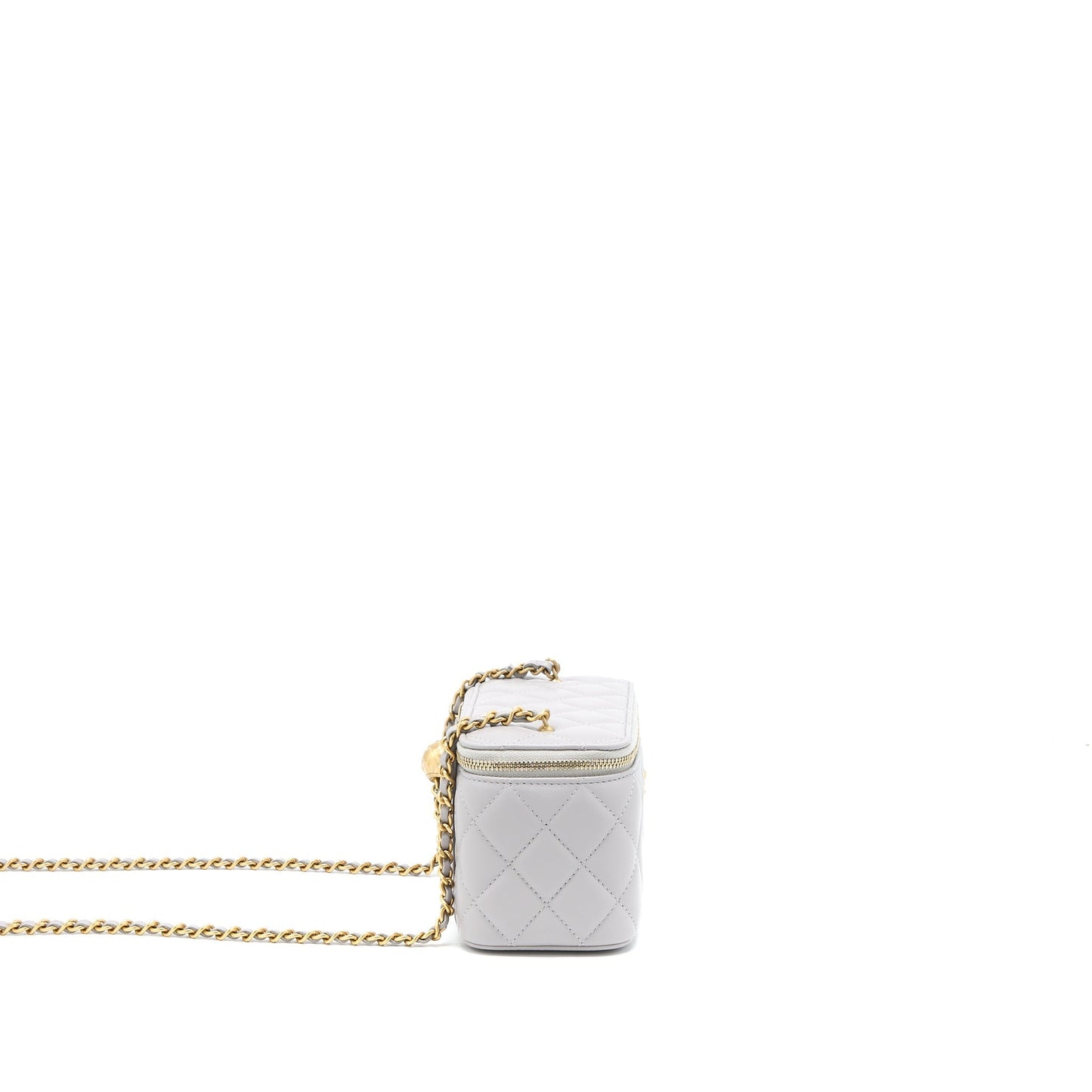 Chanel 22B Pearl Crush Long Vanity Lambskin Grey Handbag Ghw 1