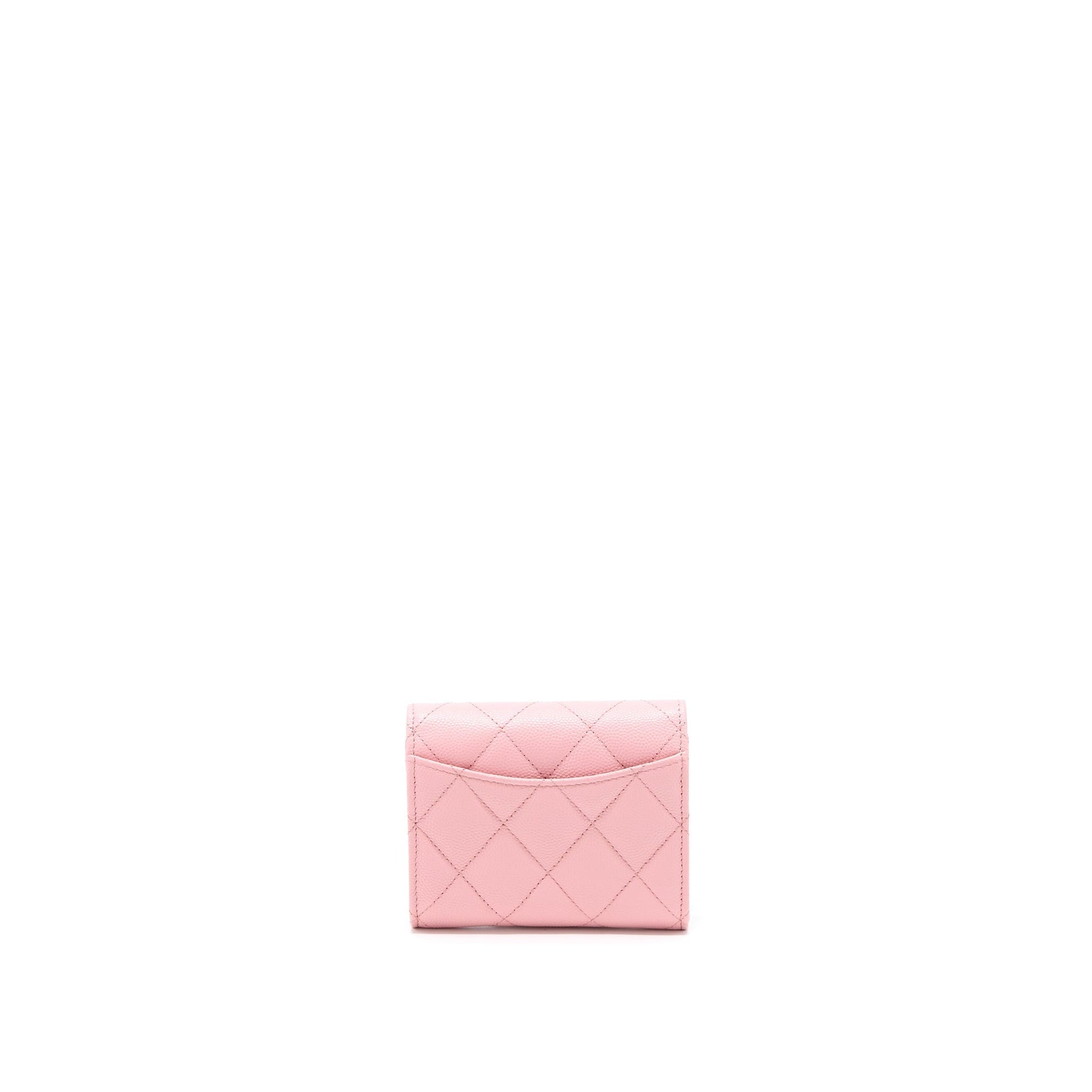 Chanel 22C Flap Card Holder Caviar LGHW Pink Wallet Case
