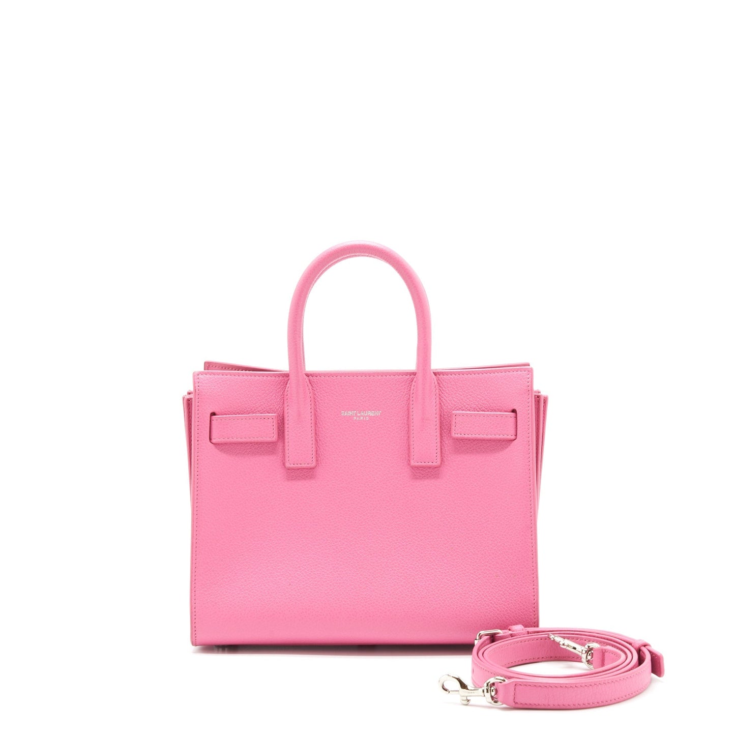 YSL Saint Laurent Sac De Jour Calfskin Travel Bag Pink