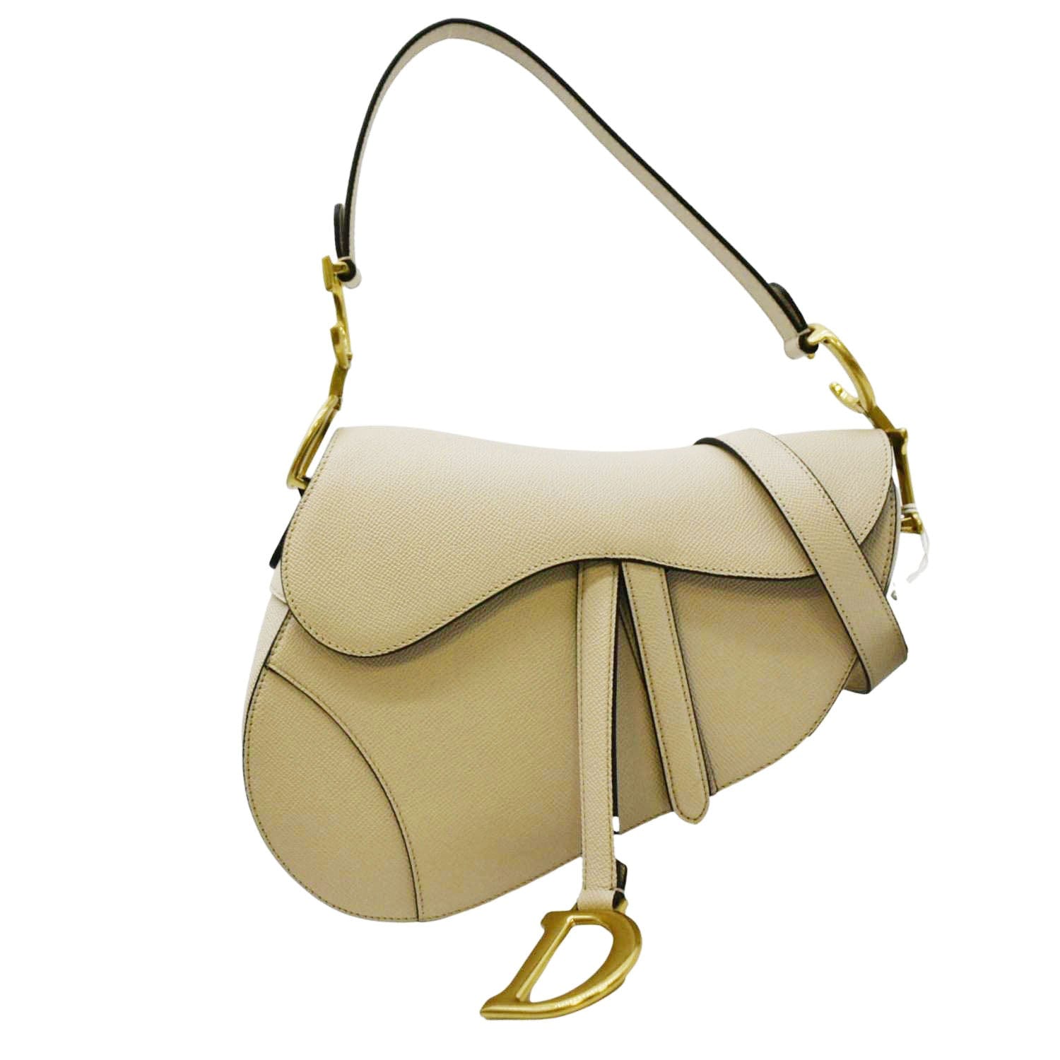 Dior Saddle Grained Calfskin Satchel Shoulder Bag Caramel Leather Beige