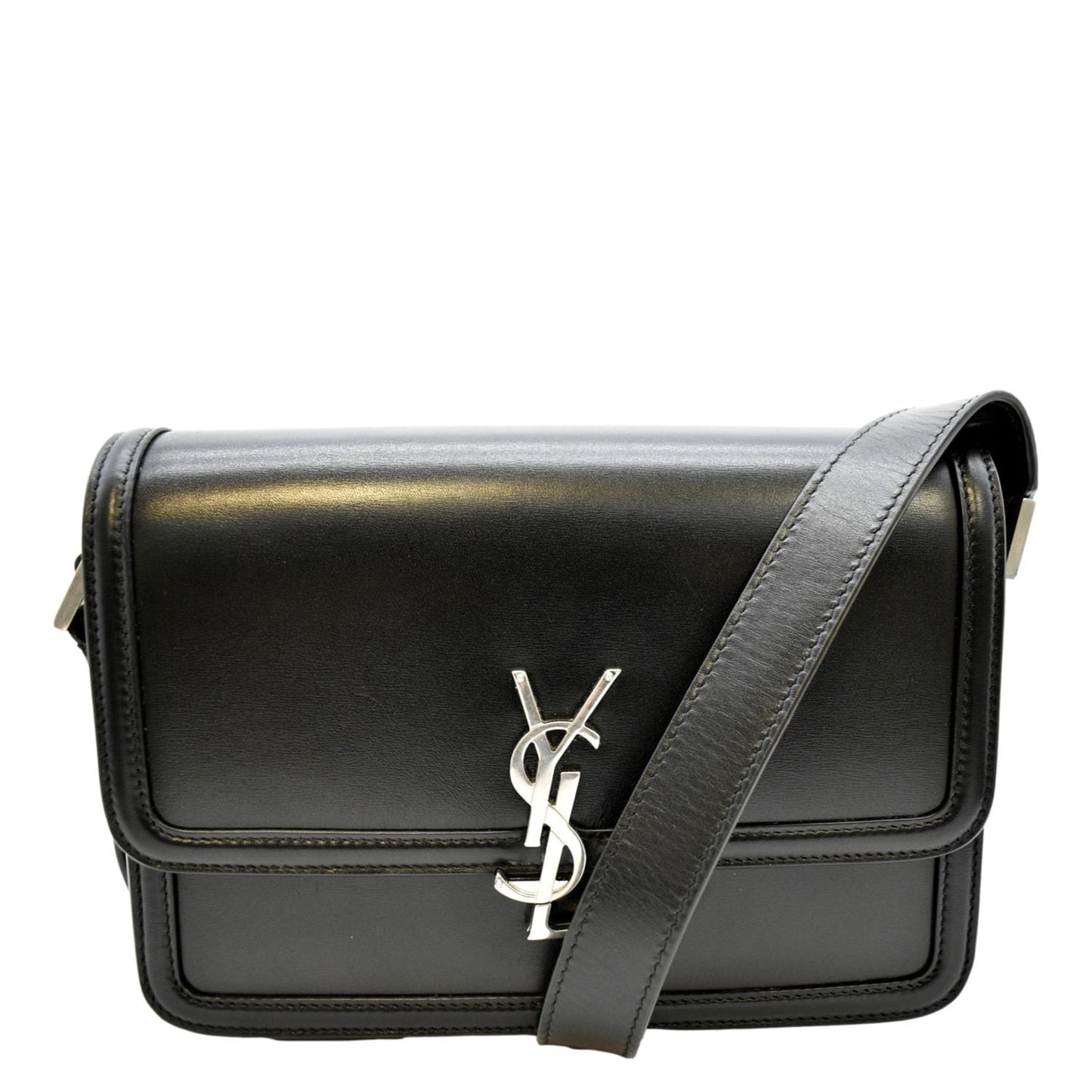 YSL Saint Laurent Yves Solferino Shoulder Bag Leather Black Medium