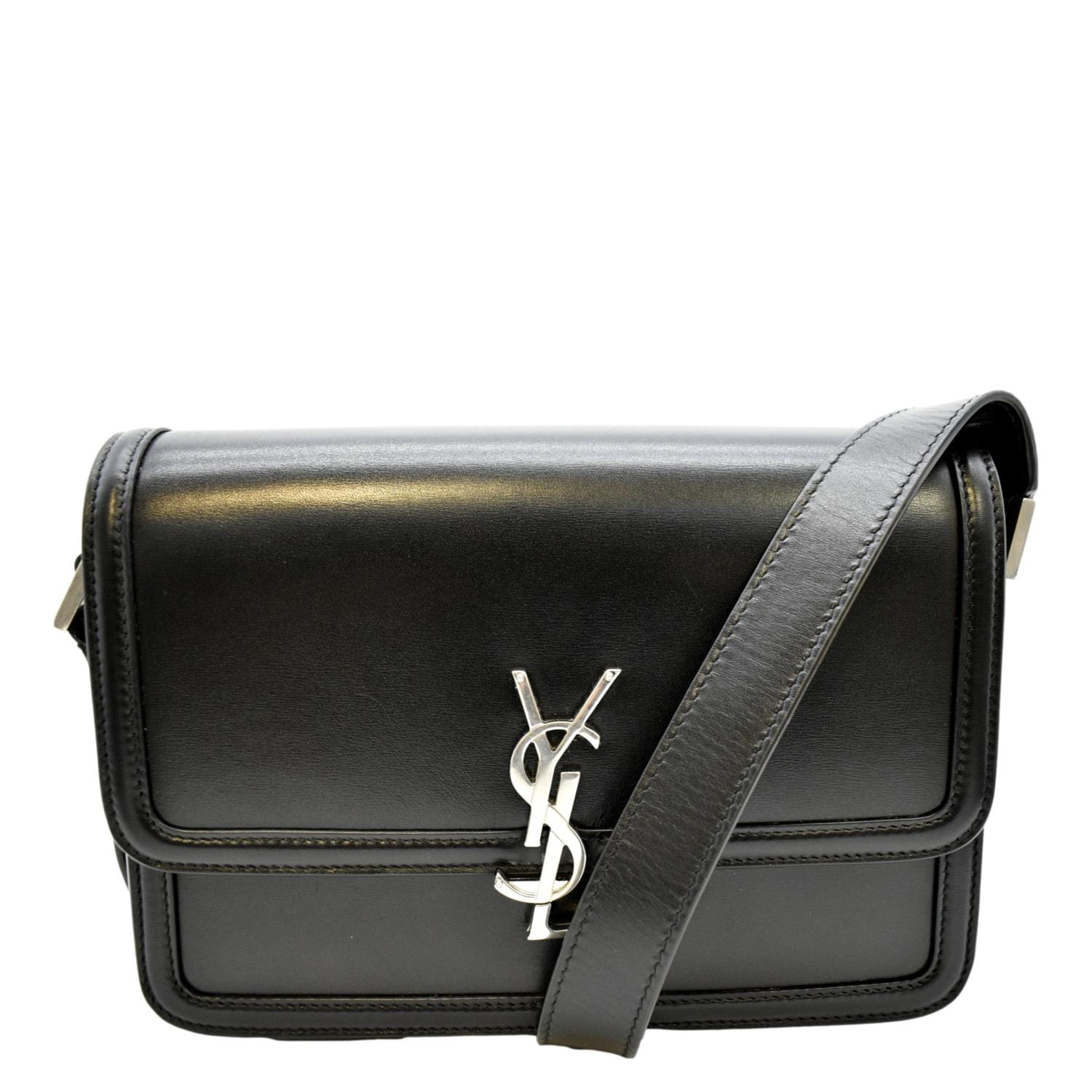 YSL Saint Laurent Saint Solferino Shoulder Bag Leather Black