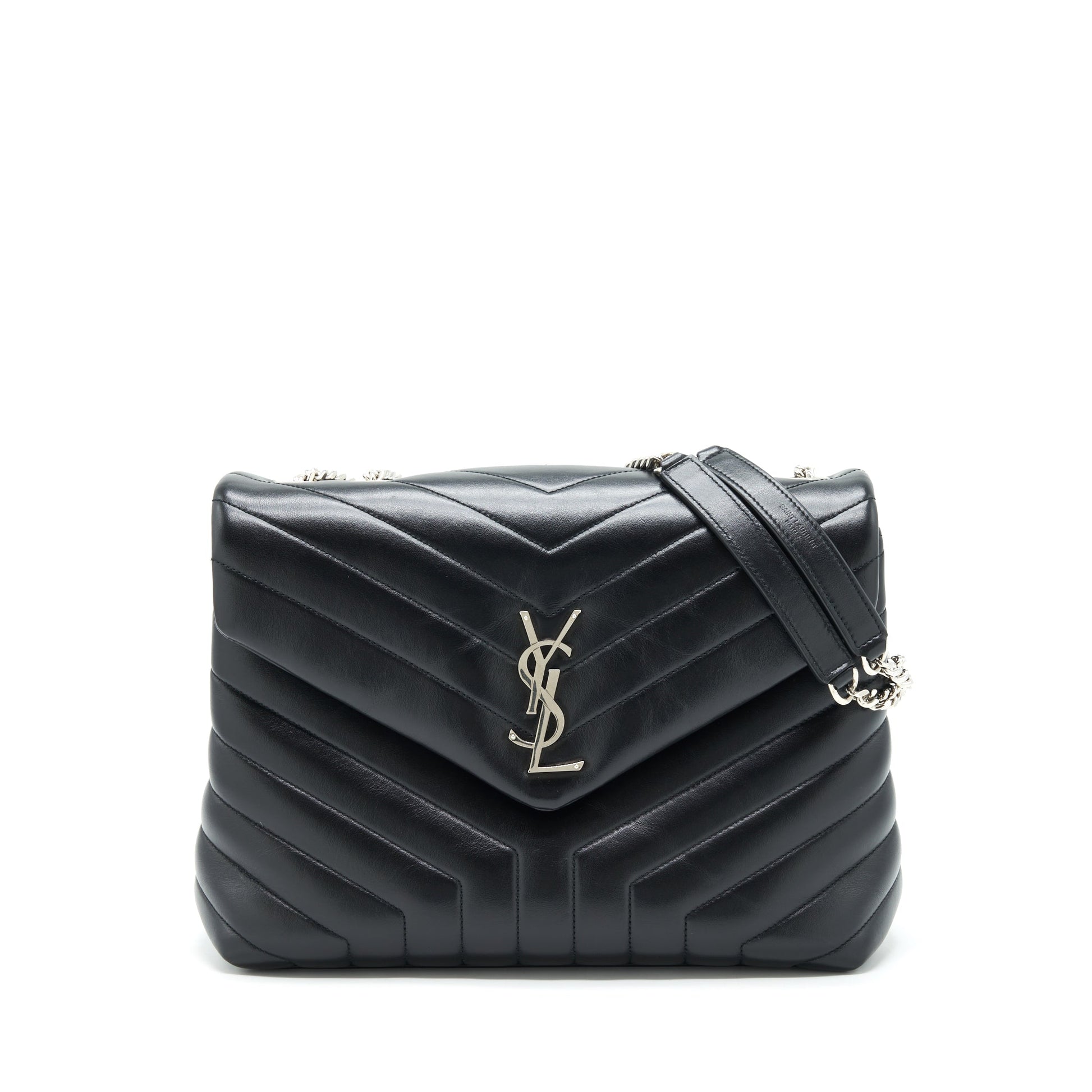 YSL Saint Laurent Loulou Purse Calfskin Travel Bag Black Medium