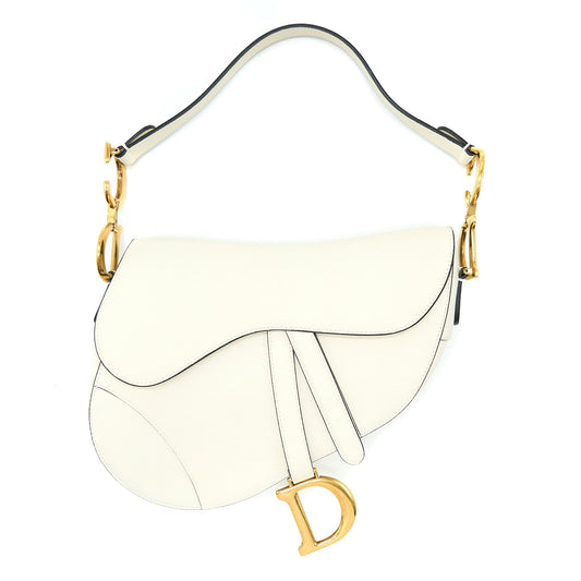 Dior Saddle Purse Calfskin Handbag White Medium Travel Bag