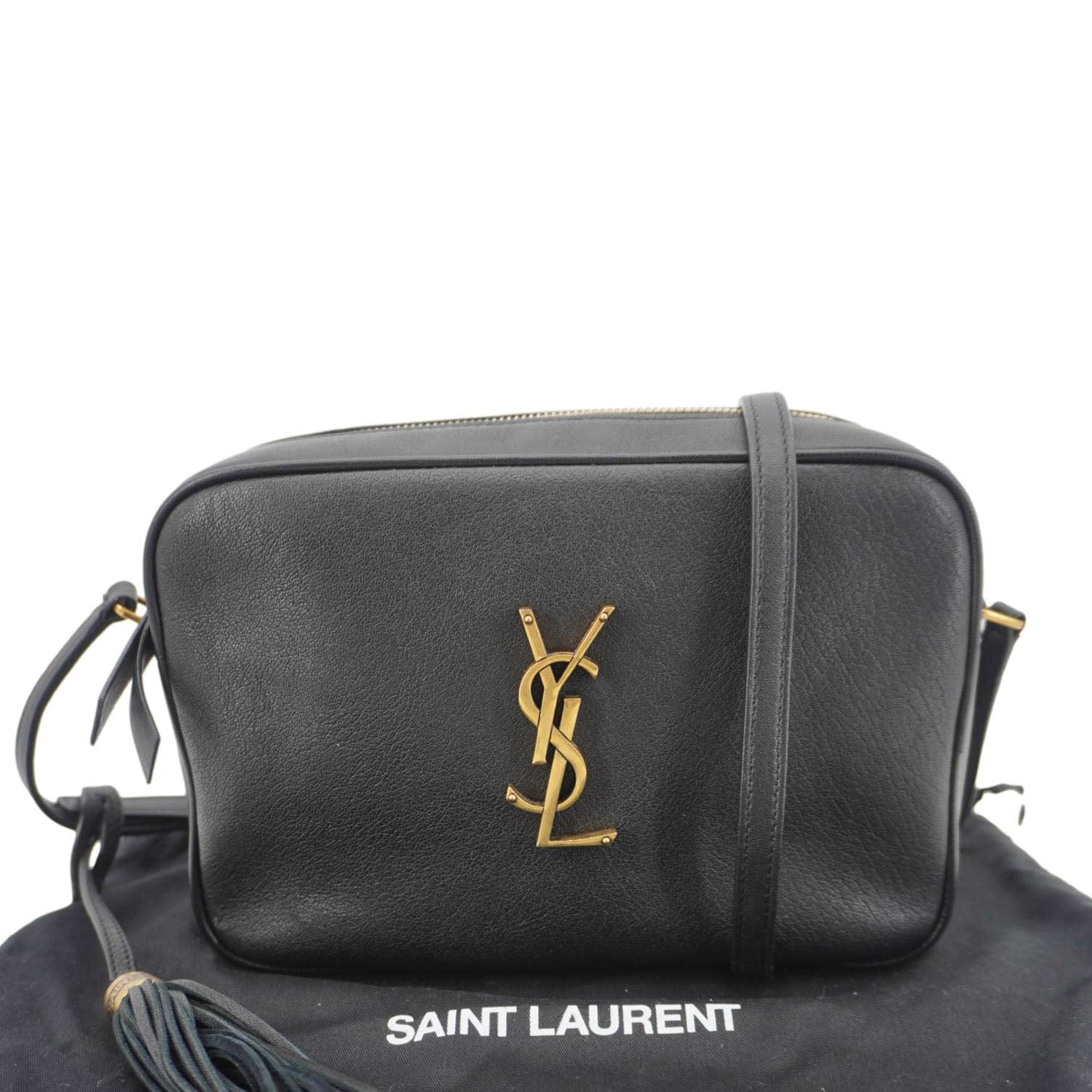 YSL Saint Laurent Yves Lou Grained Camera Crossbody Bag Leather Black