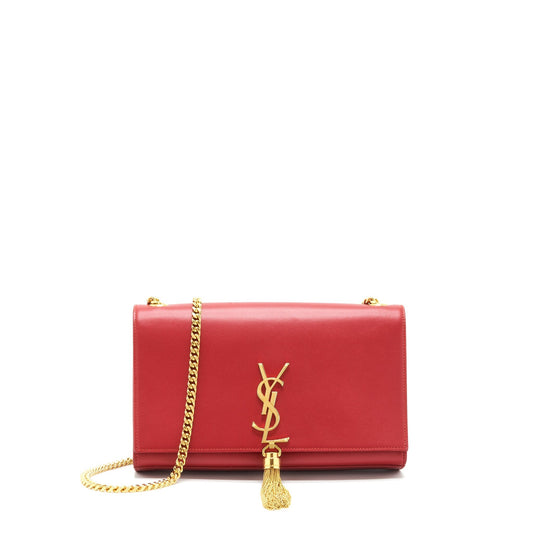 YSL Saint Laurent Kate Purse Tassel Travel Bag Red Medium