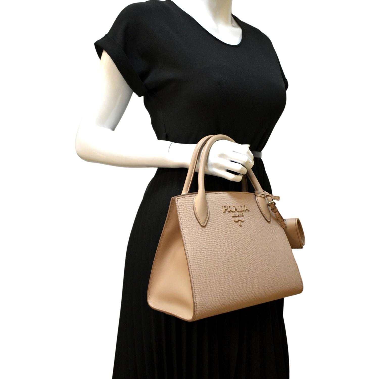 Monochrome Saffiano Tote Bag Dusty Leather Pink