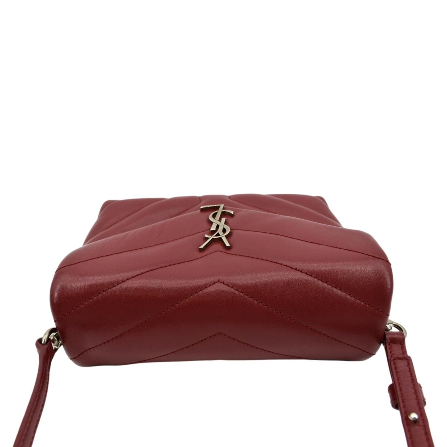 YSL Saint Laurent Yves Loulou Crossbody Bag Leather Matelasse Red