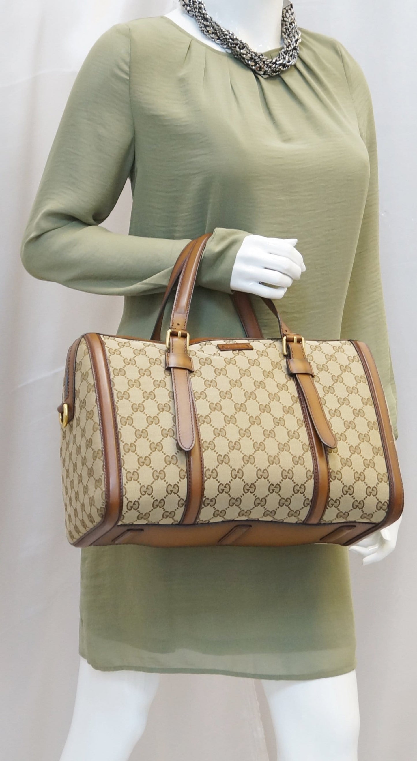 Gucci Lady Web Boston Bag Canvas Shoulder Bag