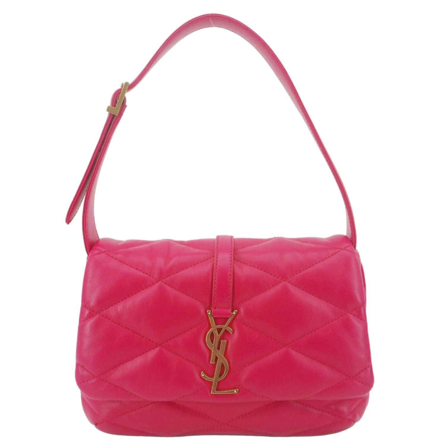 YSL Saint Laurent Yves Le Hobo Bag Leather Quilted Pink