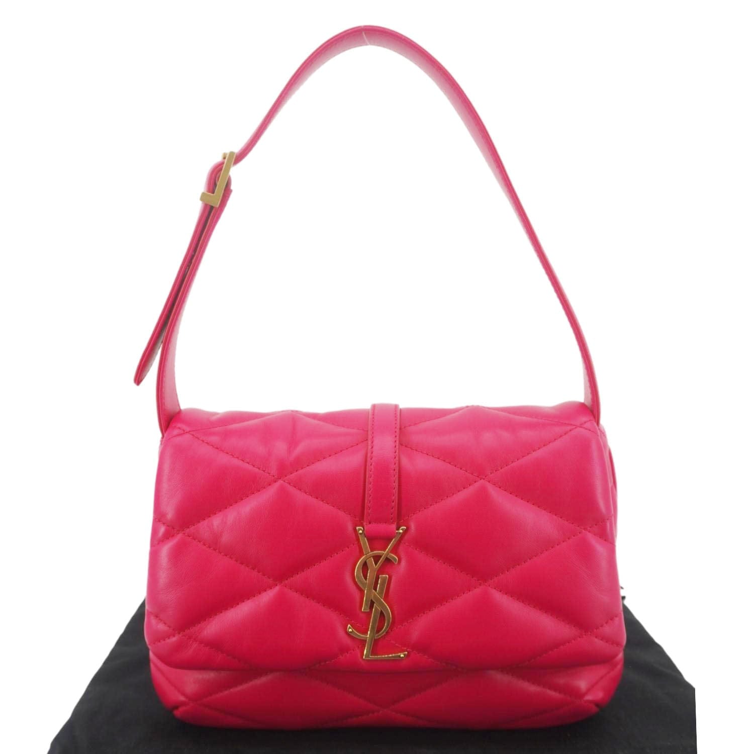 YSL Saint Laurent Yves Le Hobo Bag Leather Quilted Pink