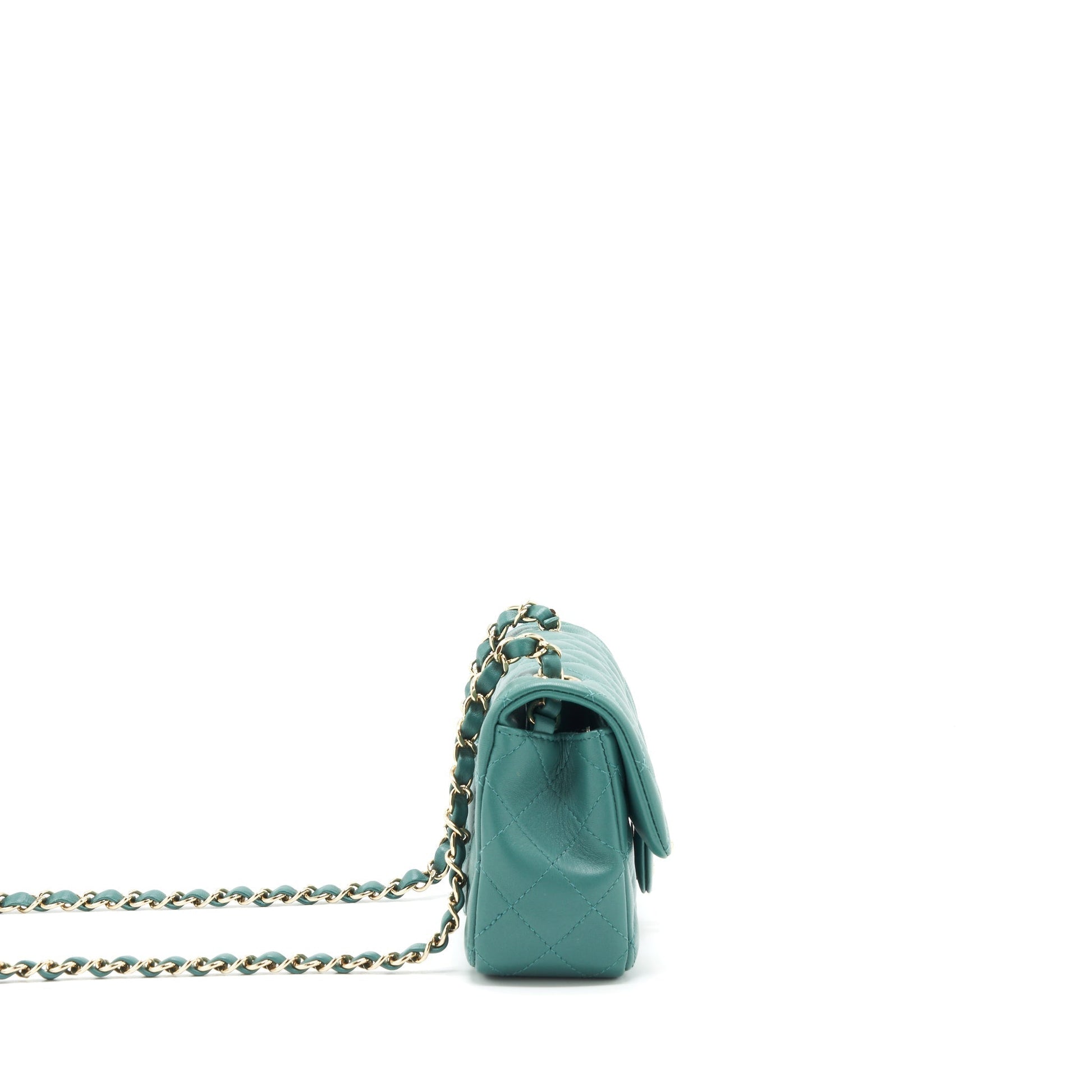 Chanel 21A Rectangular Flap Lambskin Light LGHW Green Shoulder Bag