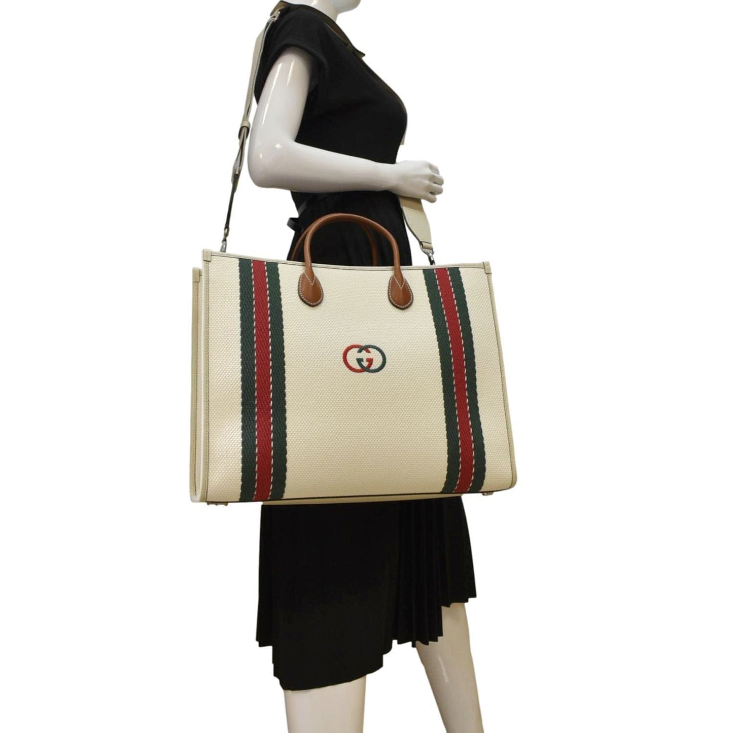 Gucci Interlocking Web Shoulder Bag Canvas White