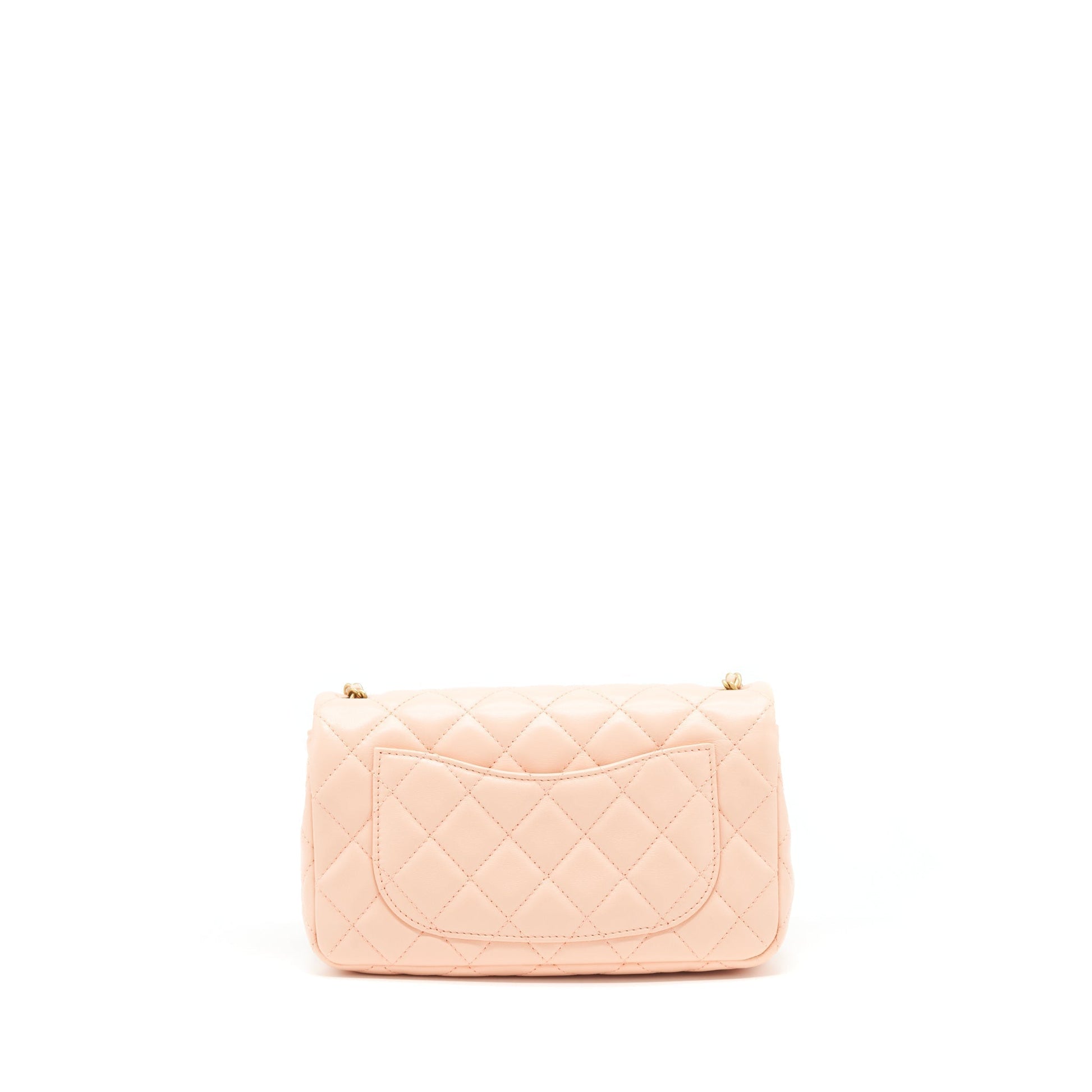 Chanel 22C Pearl Crush Rectangular Flap Lambskin Orange Shoulder Bag